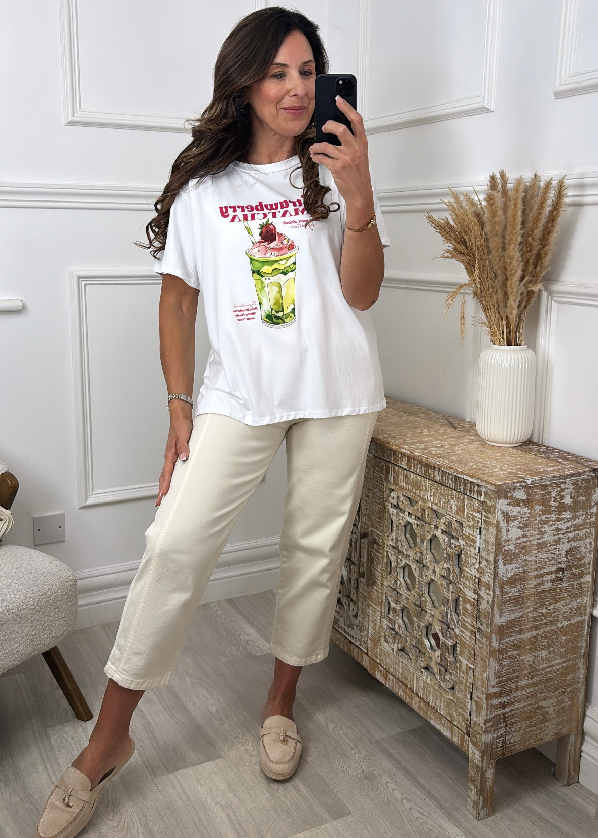 Arleth Strawberry Matcha White T-Shirt