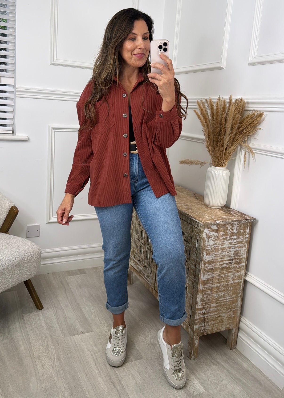Scarlett Rust Cord Pocket Shirt