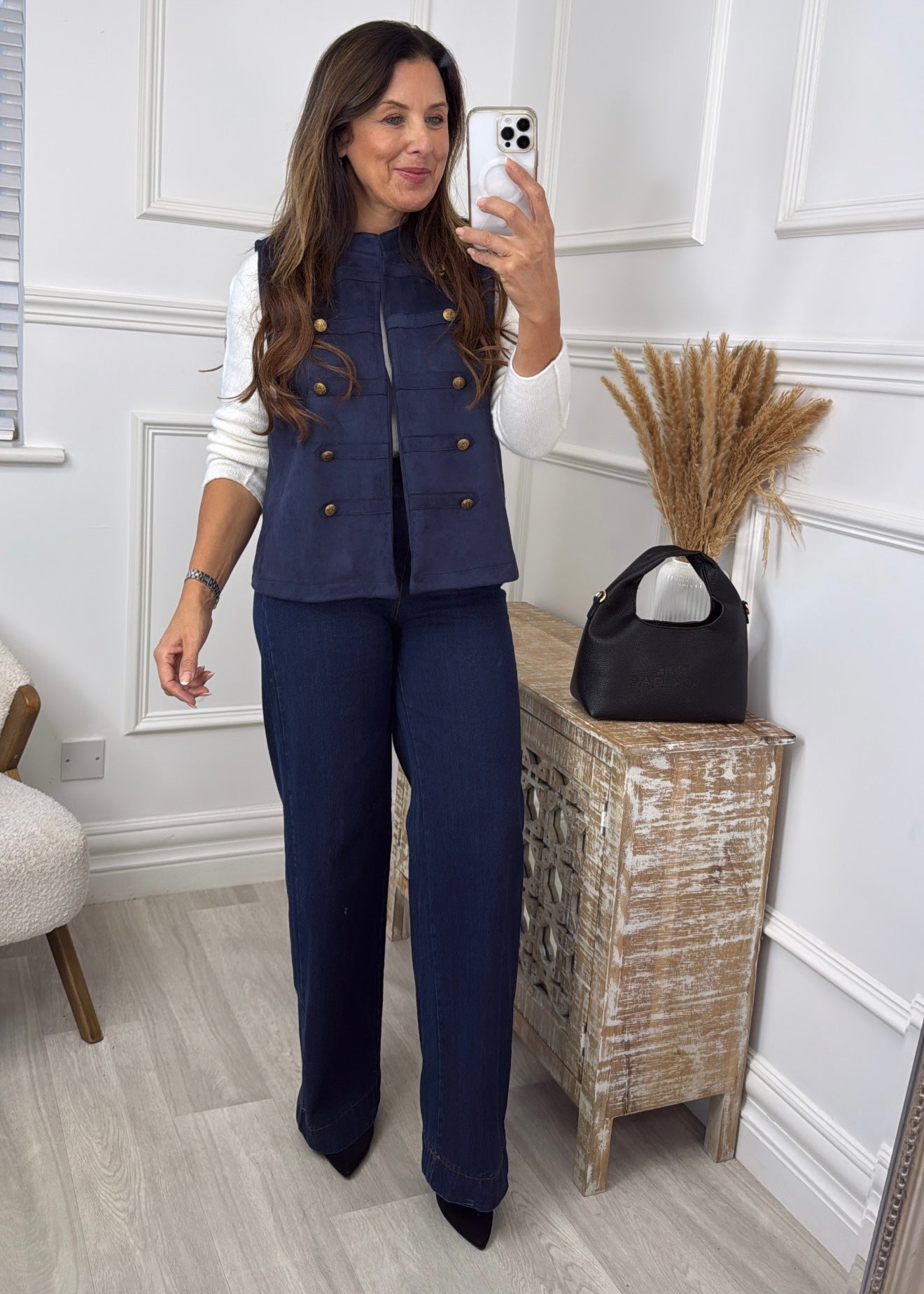 Katie Navy Button Waistcoat