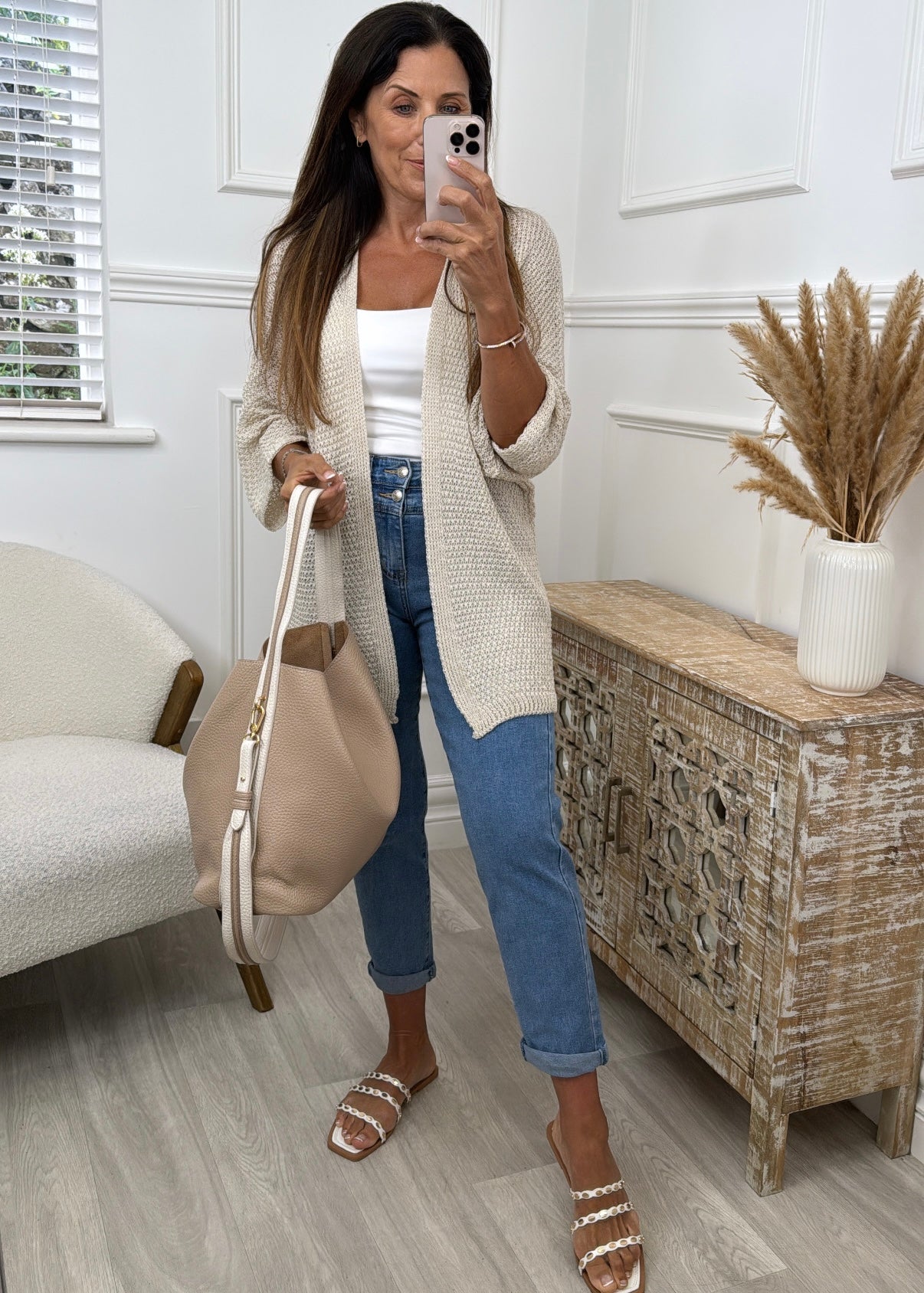 Clara Beige Knit Cardigan