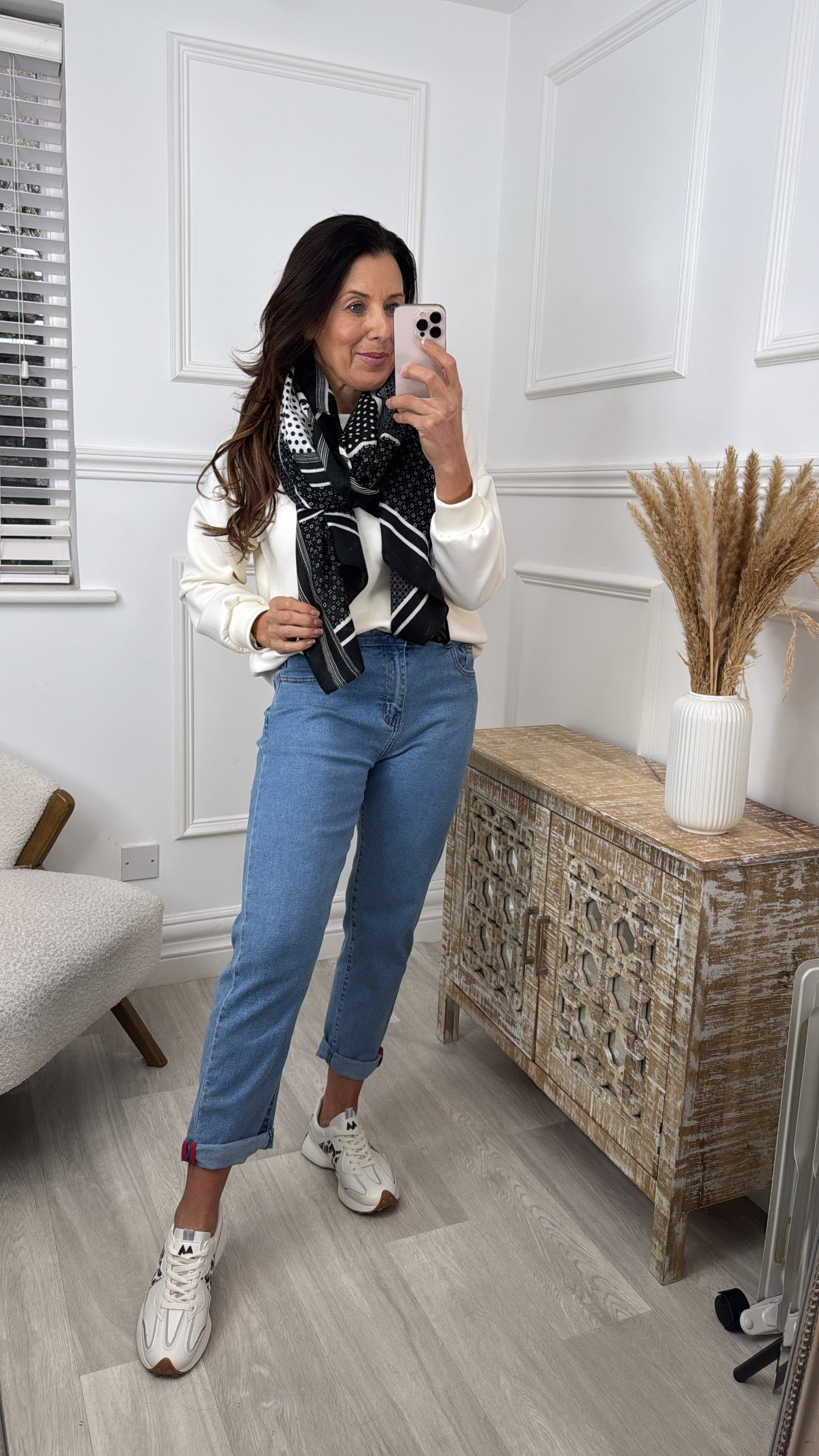 Helene Black Diverse Print Scarf