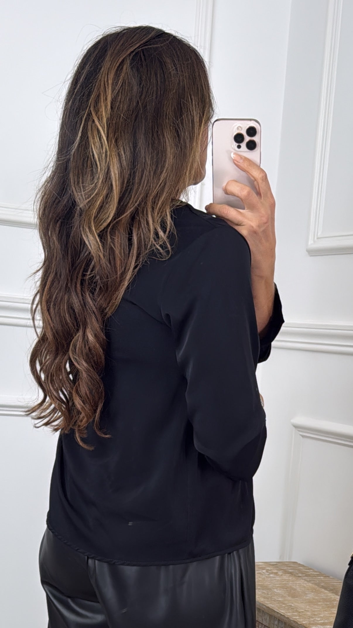 Kelly Black Diamond Clasp Long Sleeve Top