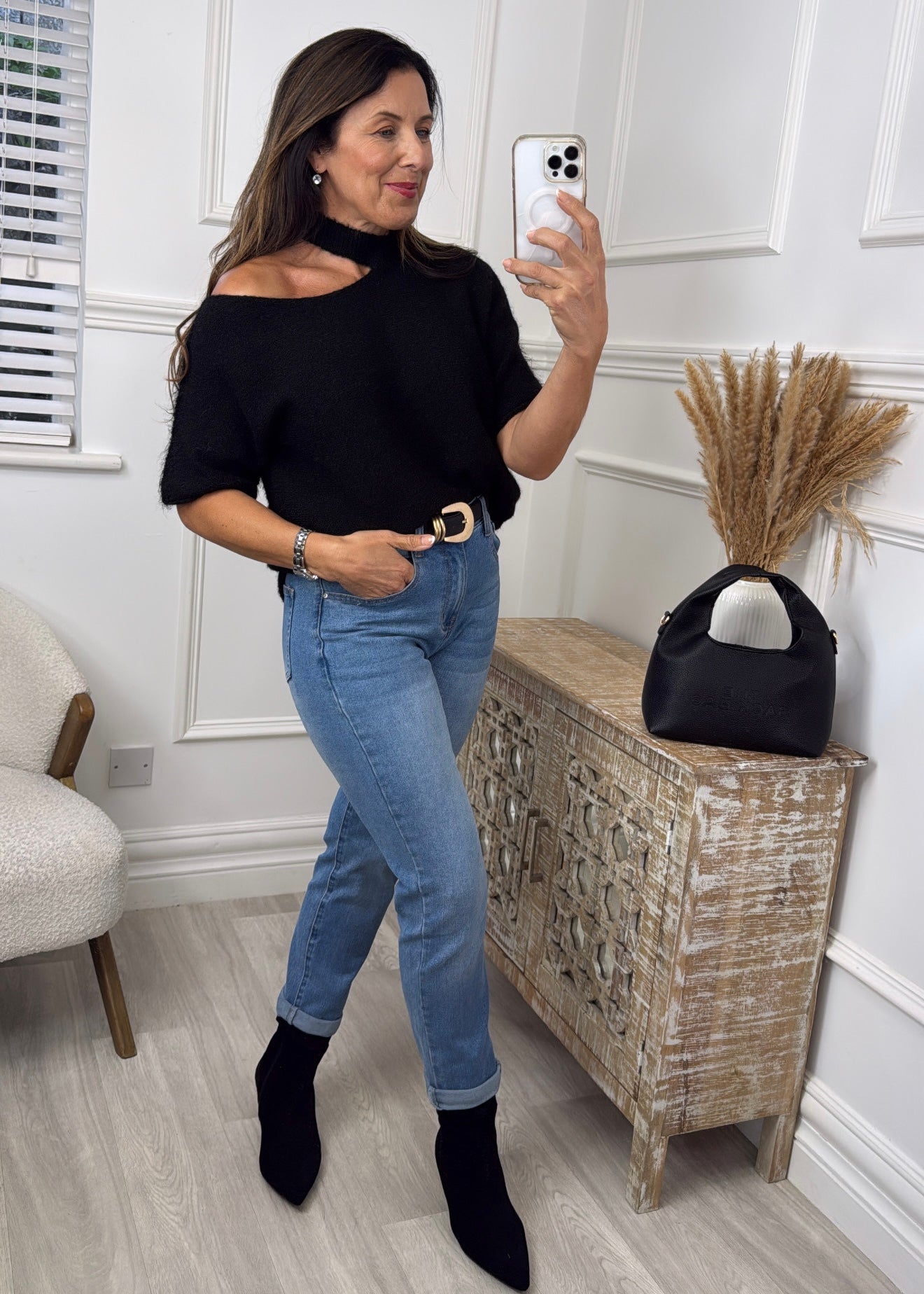 Giovanna Black High Neck Knit