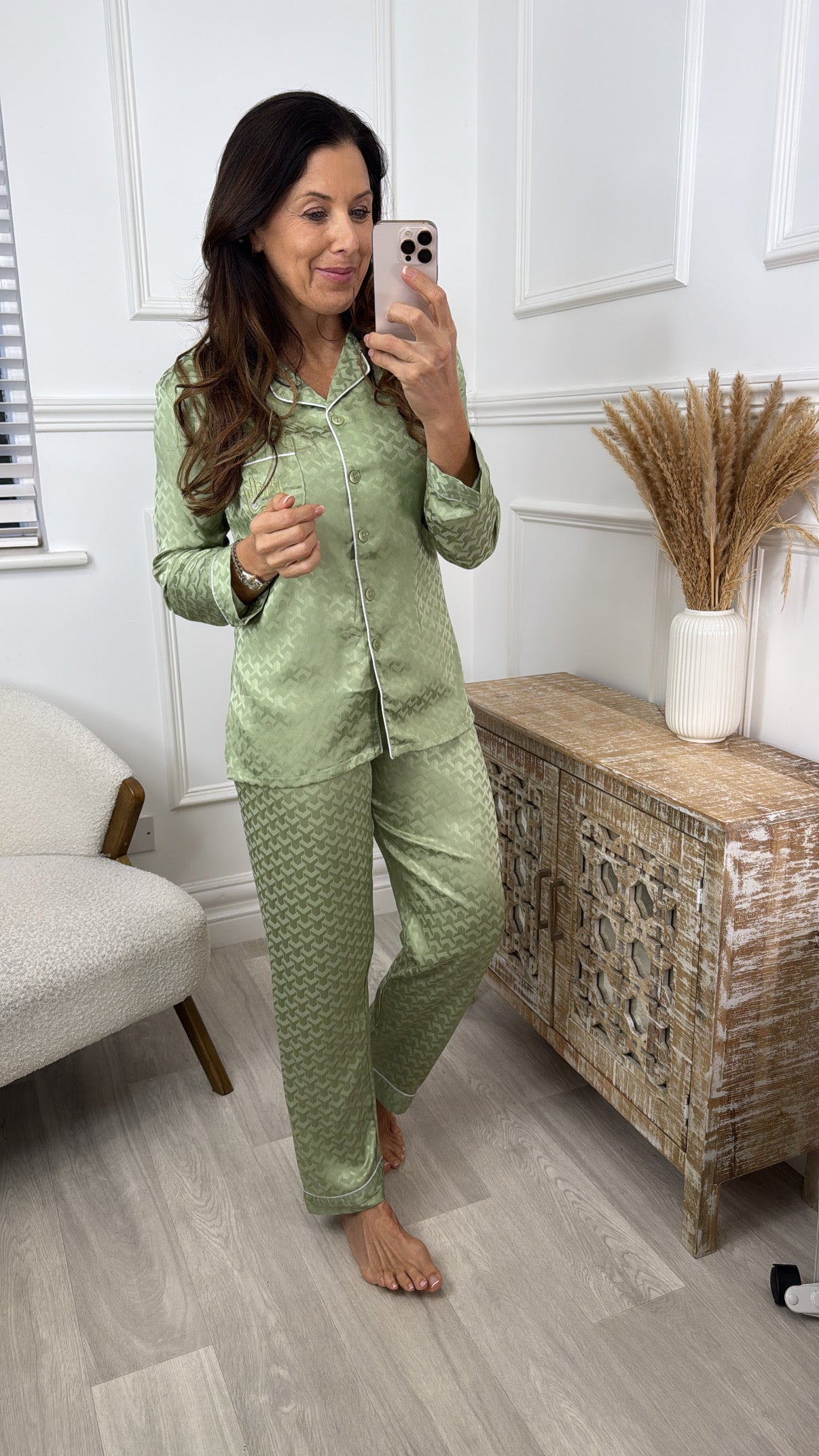 Moana Sage Green Satin Pajama