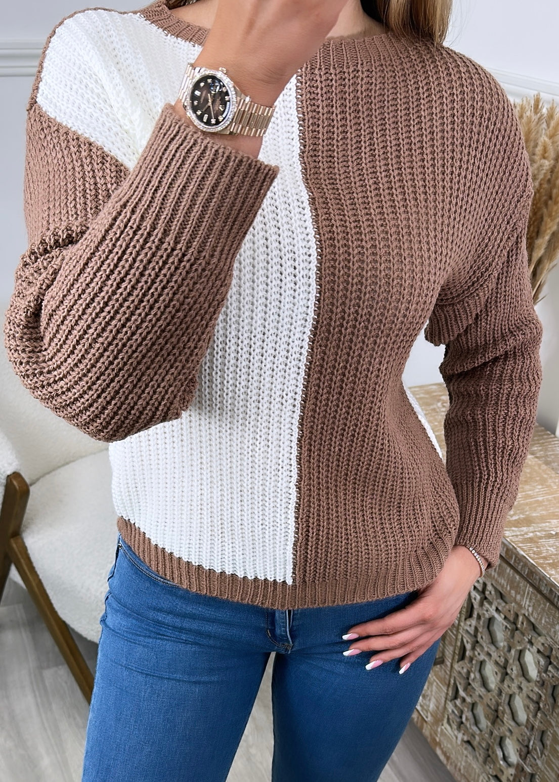 Lilu Woodsmoke Contrast Side Jumper