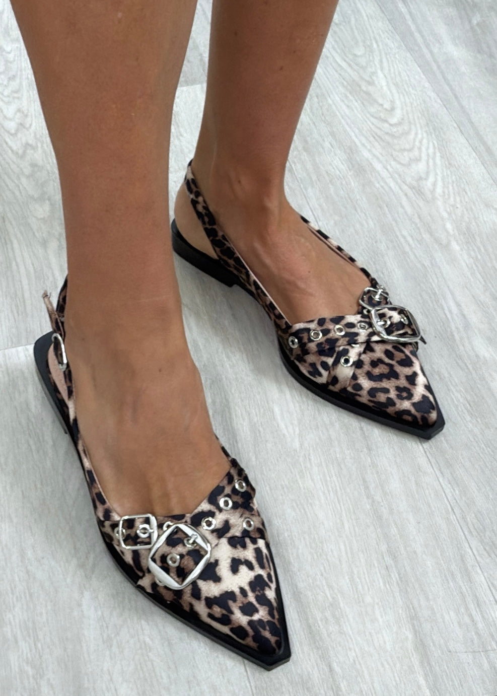 Zola Leopard Pointed Slingback Loafers