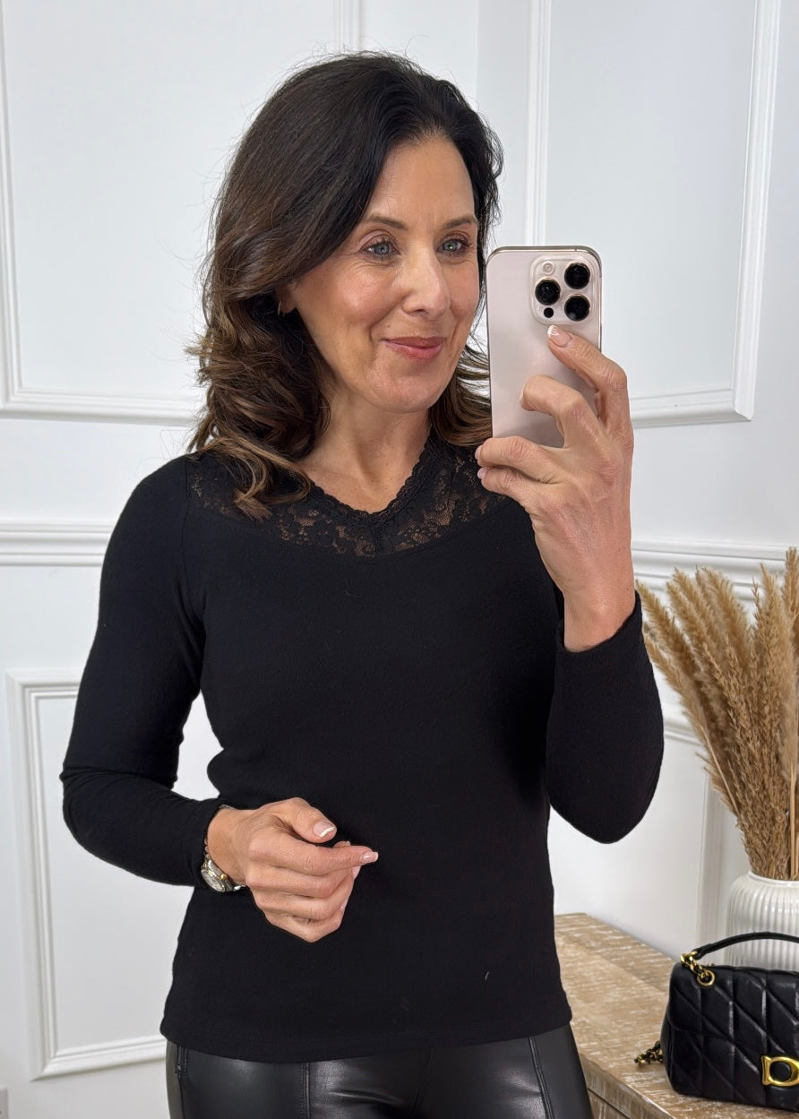Liza Black Lace Detailed Top