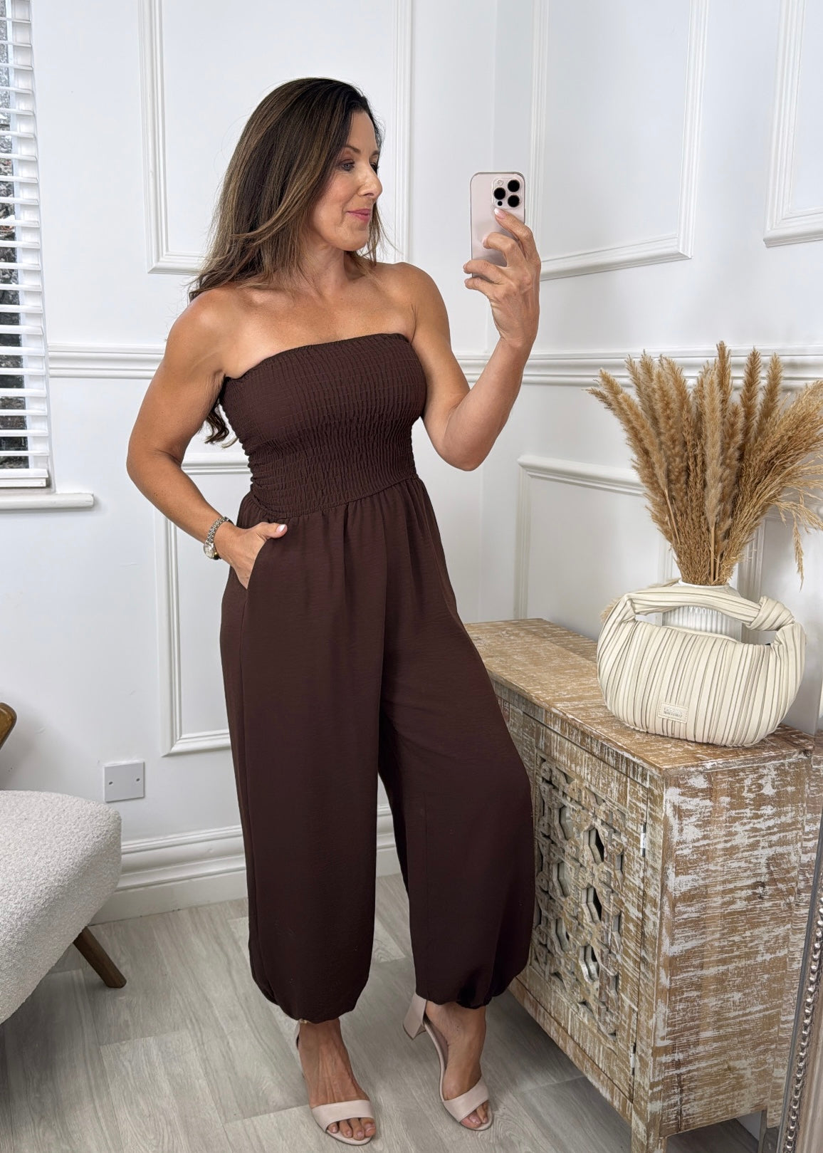 Darragh Brown Bandeaux Jumpsuit with Cuff Leg