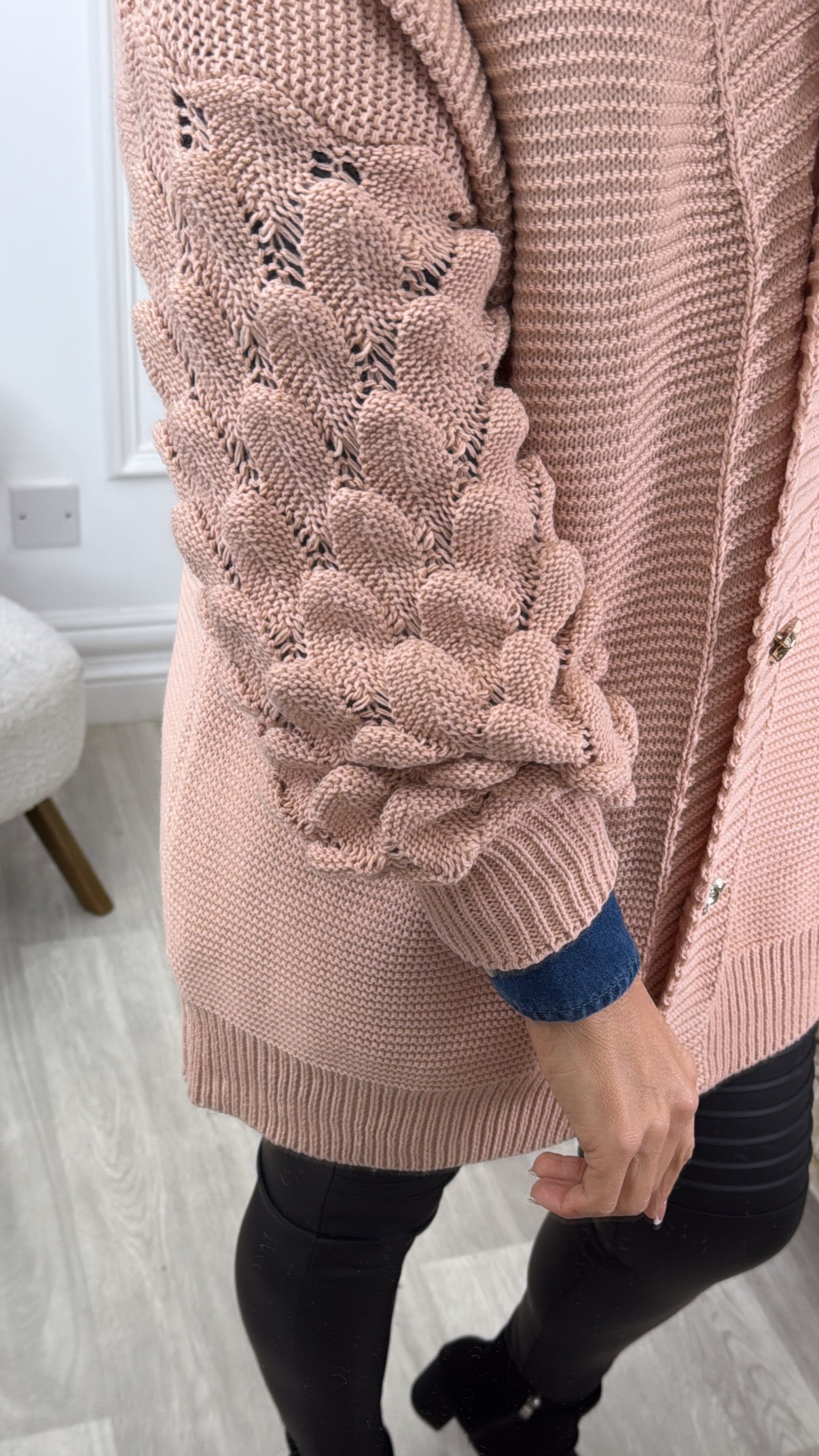 Blair Peach Bubble Sleeve Cardigan