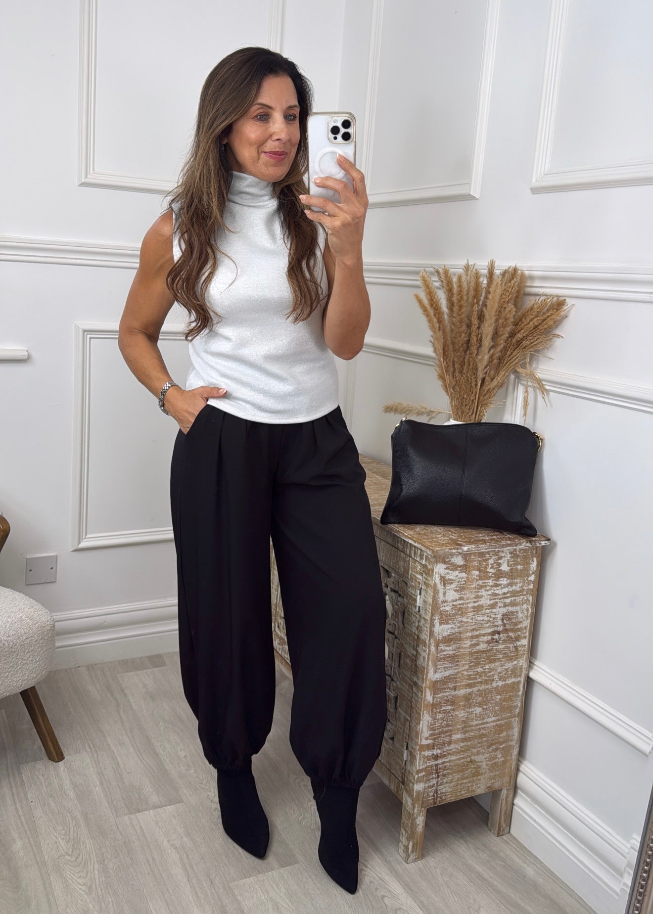 Carina Cream High Neck Sleeveless Top