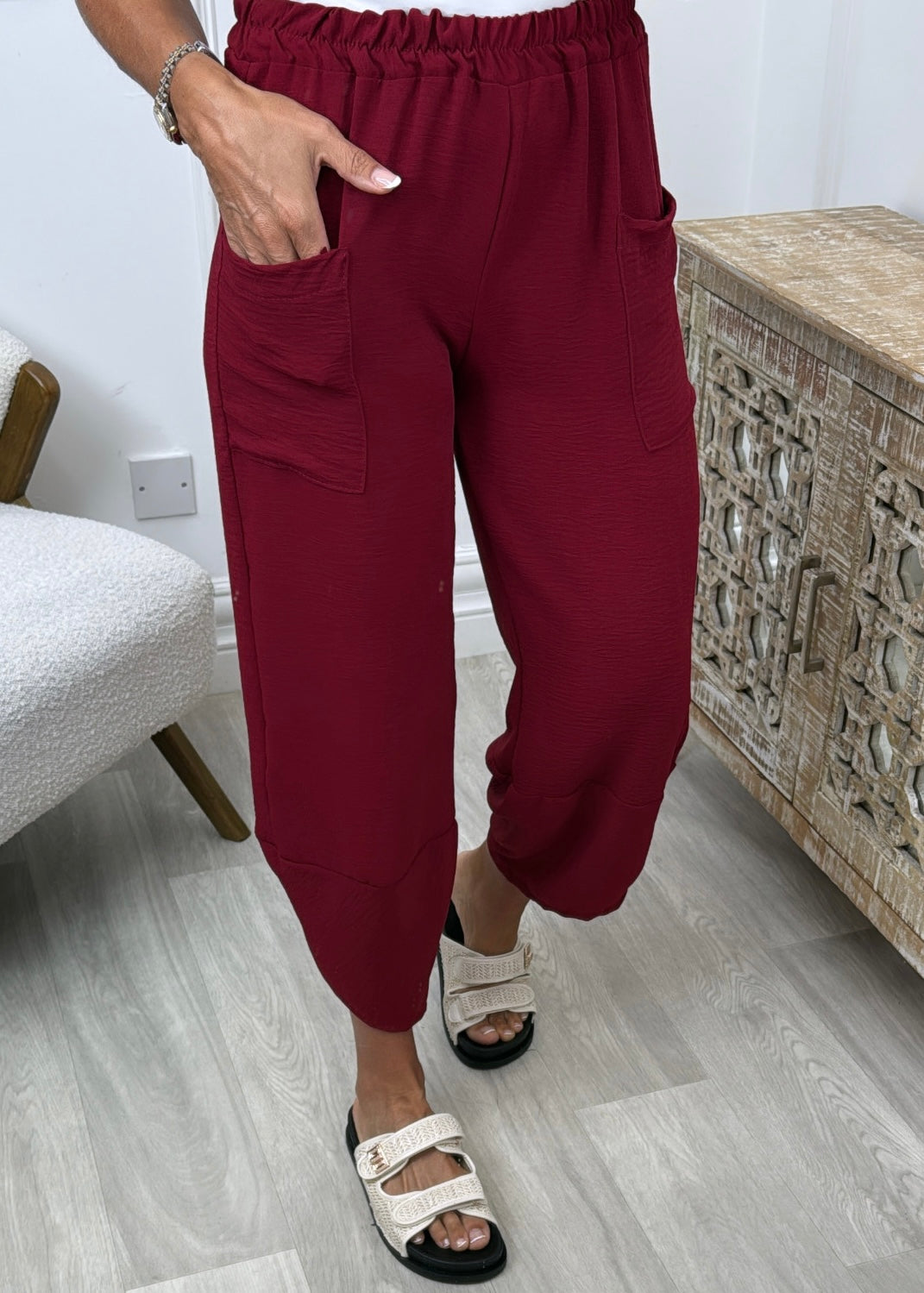 Lara Wine Print Harem Trousers