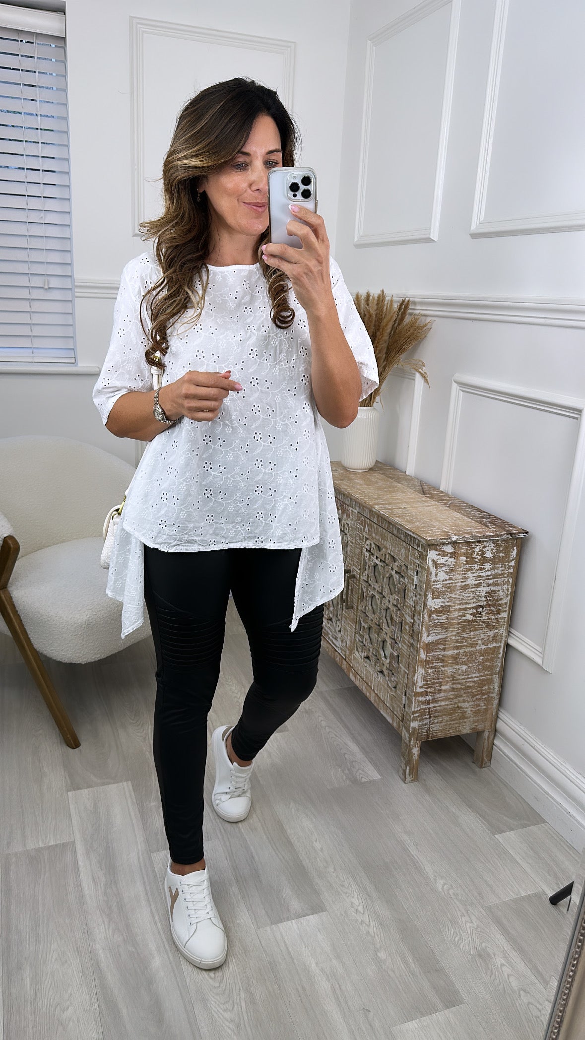 Triona White Broderie Top