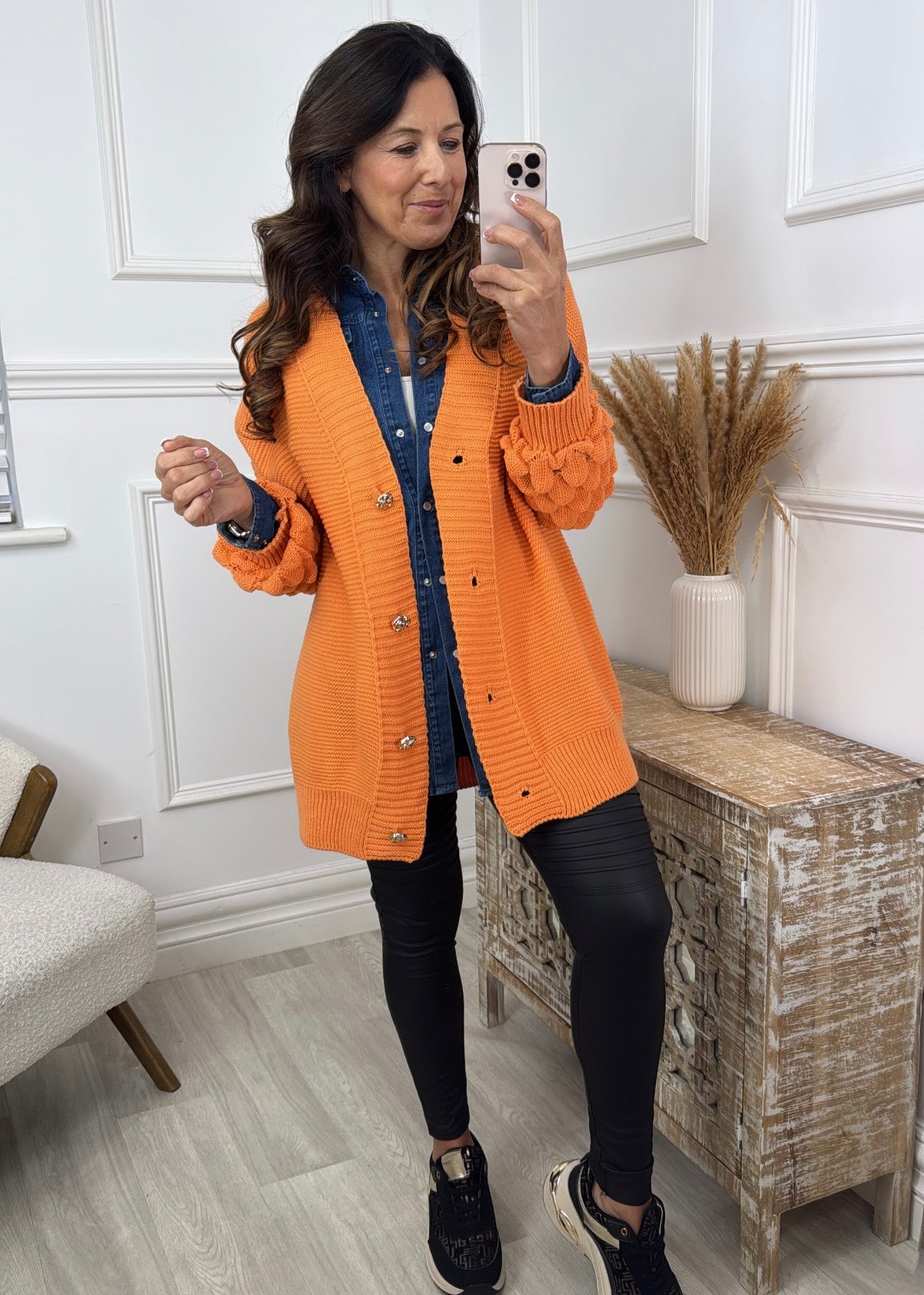 Blair Orange Bubble Sleeve Cardigan