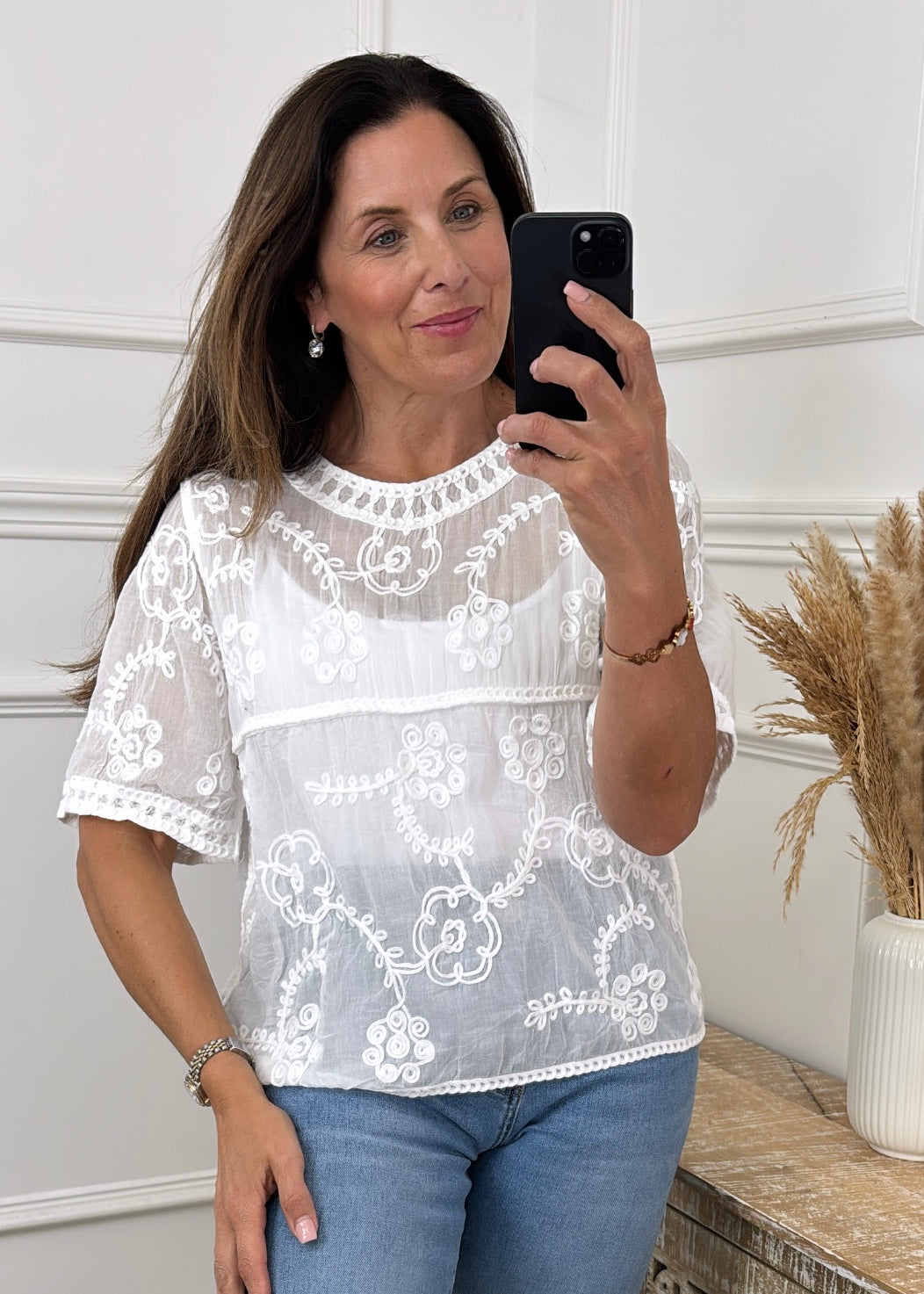 Gilly White Broderie Top
