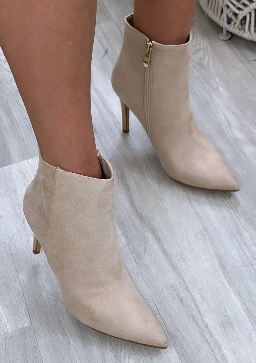 Robin Beige Stiletto Ankle Boots