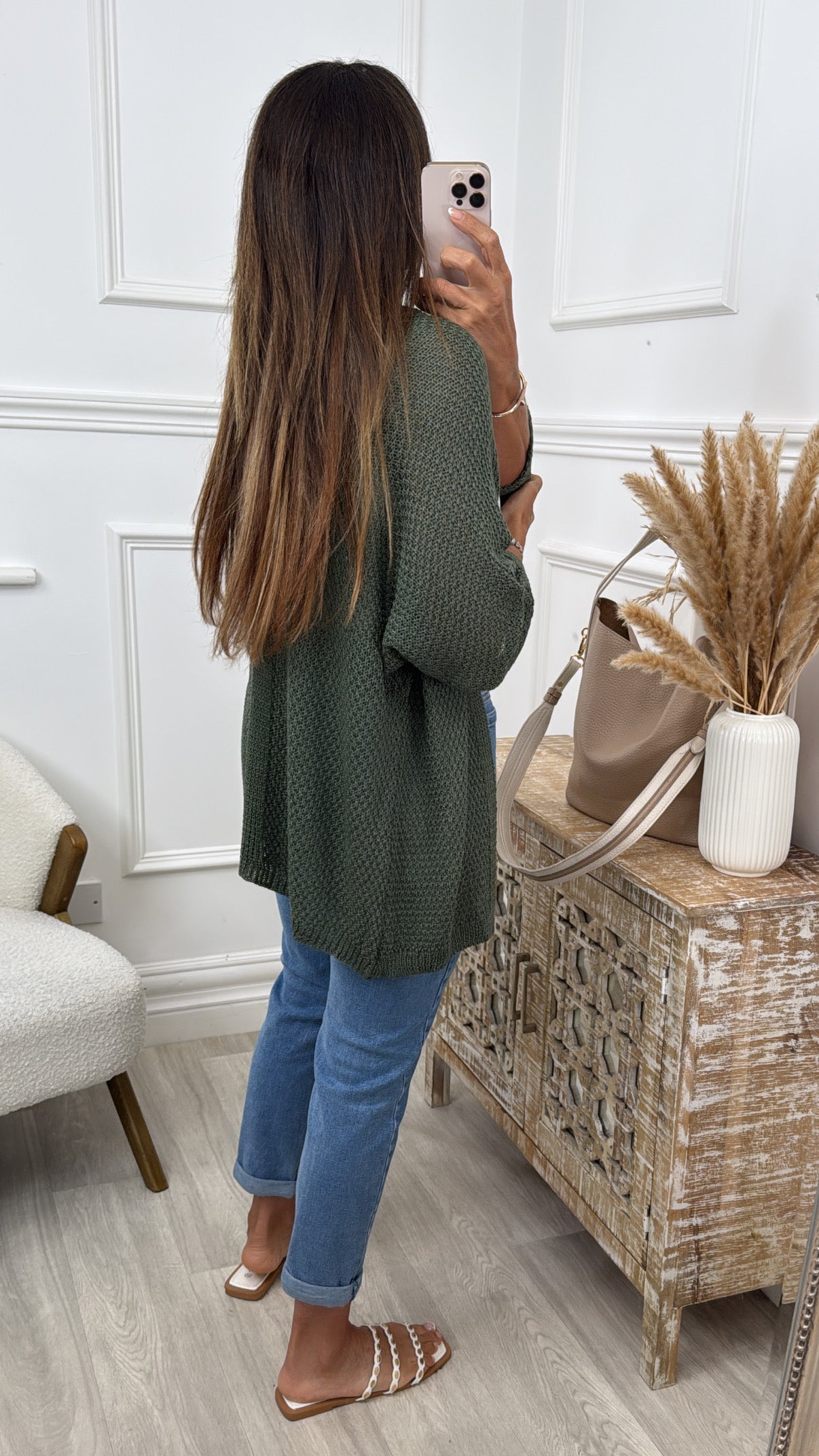 Clara Khaki Knit Cardigan