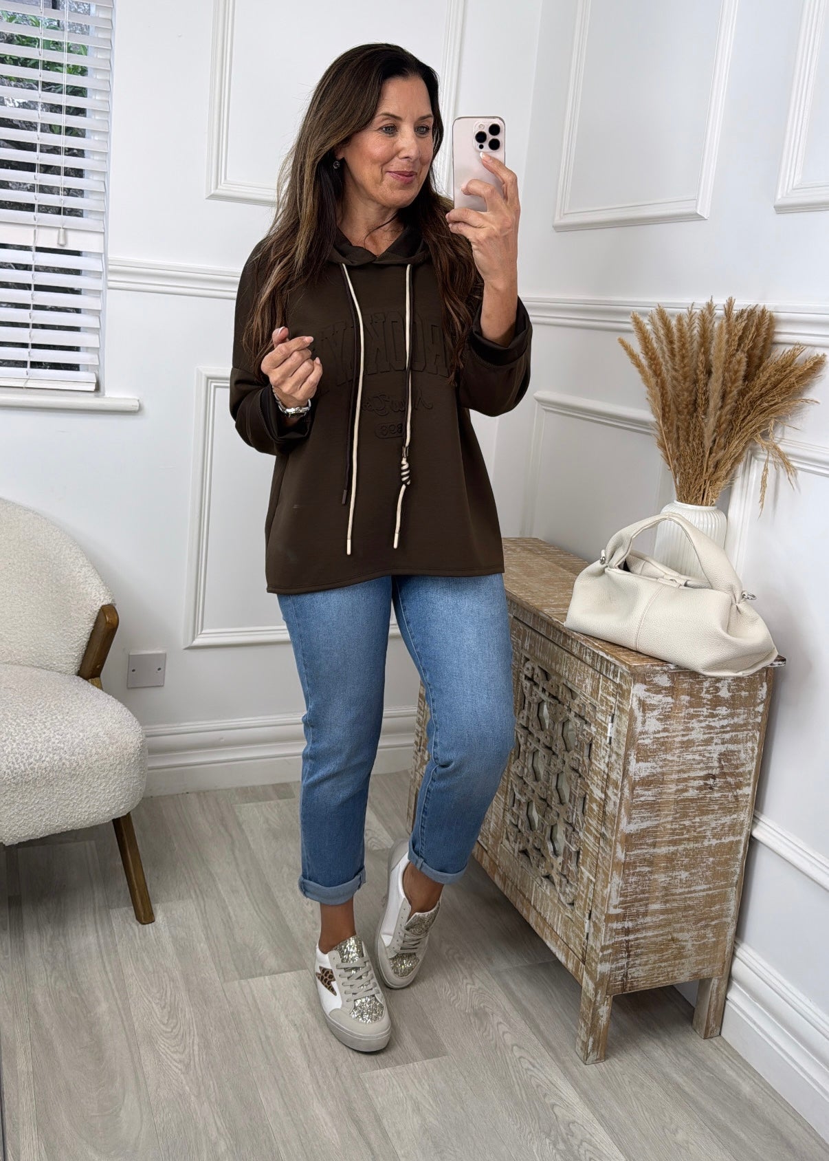 Jules Brown Embossed Hoodie