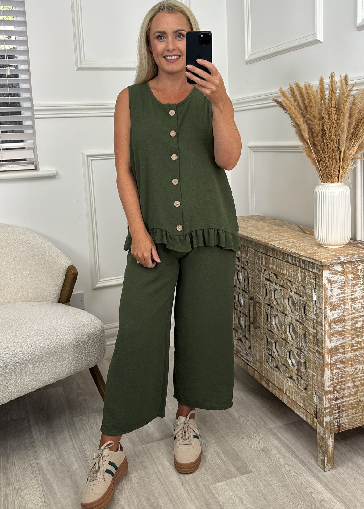 Nessa Khaki Frill Detail Set
