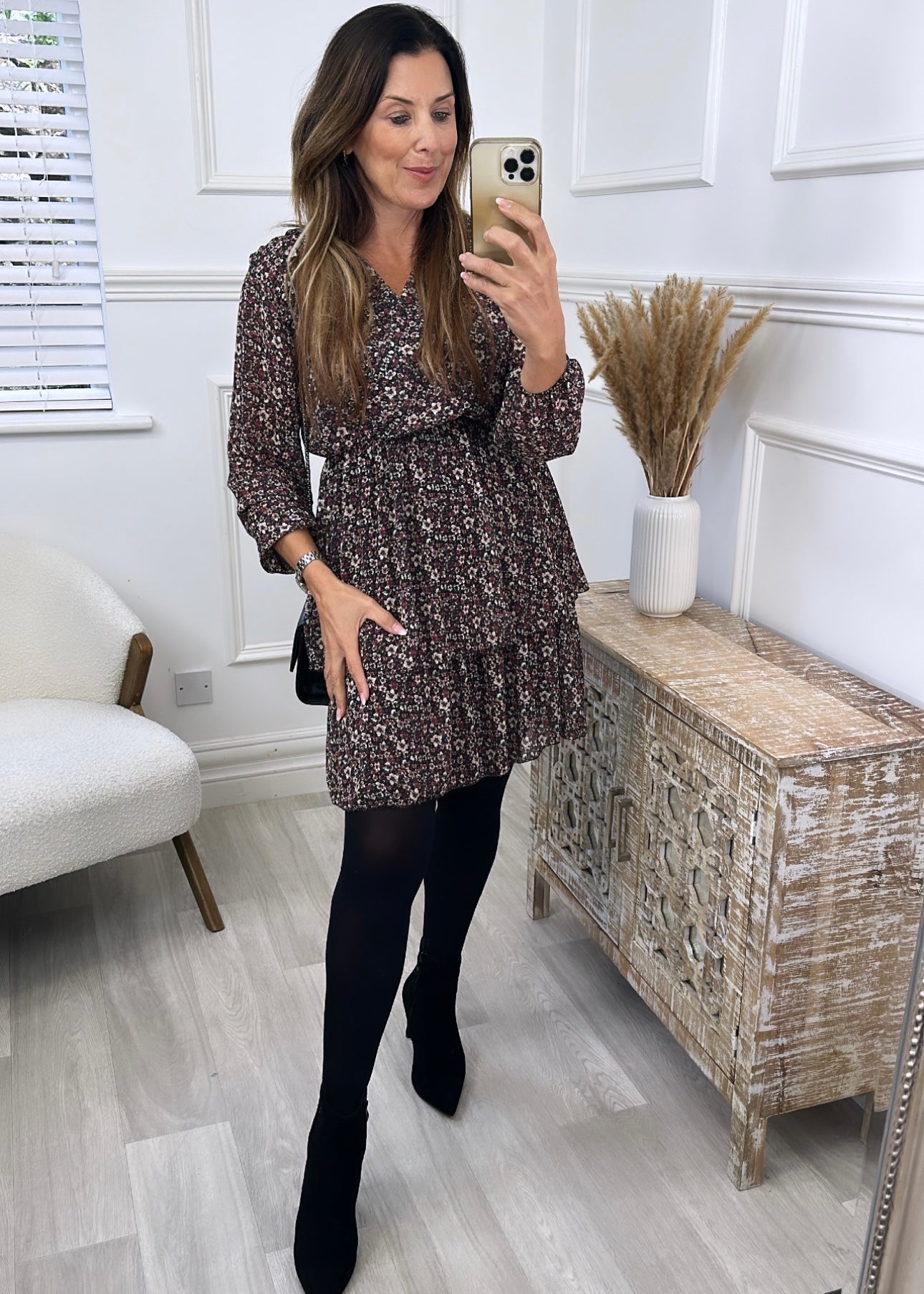 Myrtle Black Layered Wrap Dress