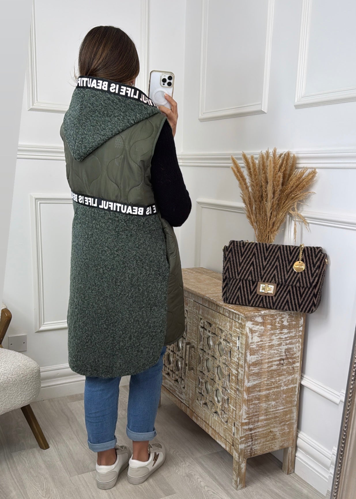 Ceoline Khaki Gilet with Back Detail