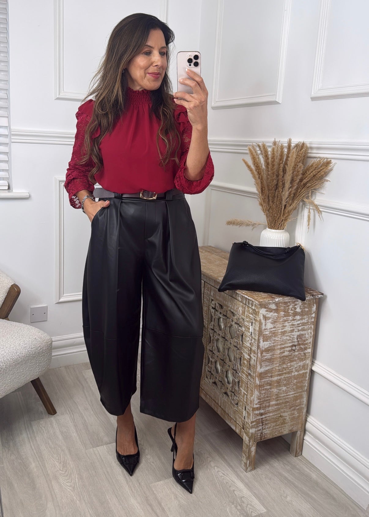 Abby Wine High Neck Top