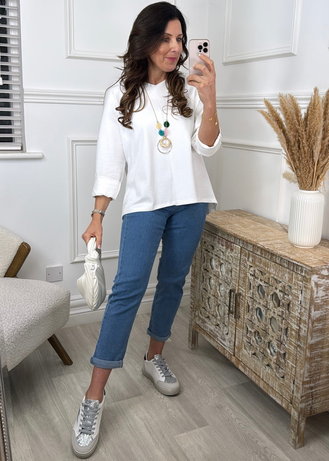 Carly White Textured Top