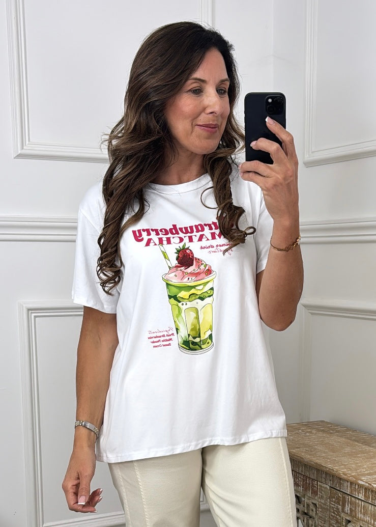 Arleth Strawberry Matcha White T-Shirt