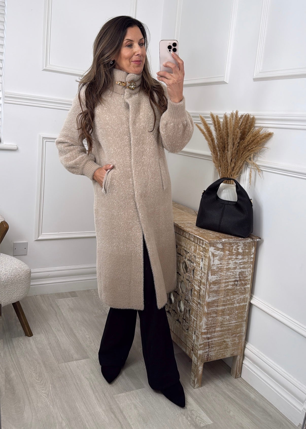 Bronwyn Beige Mid Length Coatigan