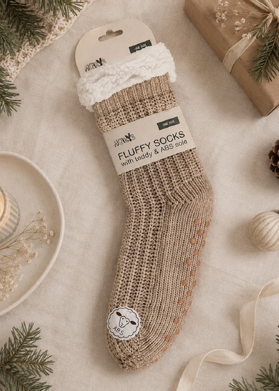 Elsa Beige Fluffy Socks