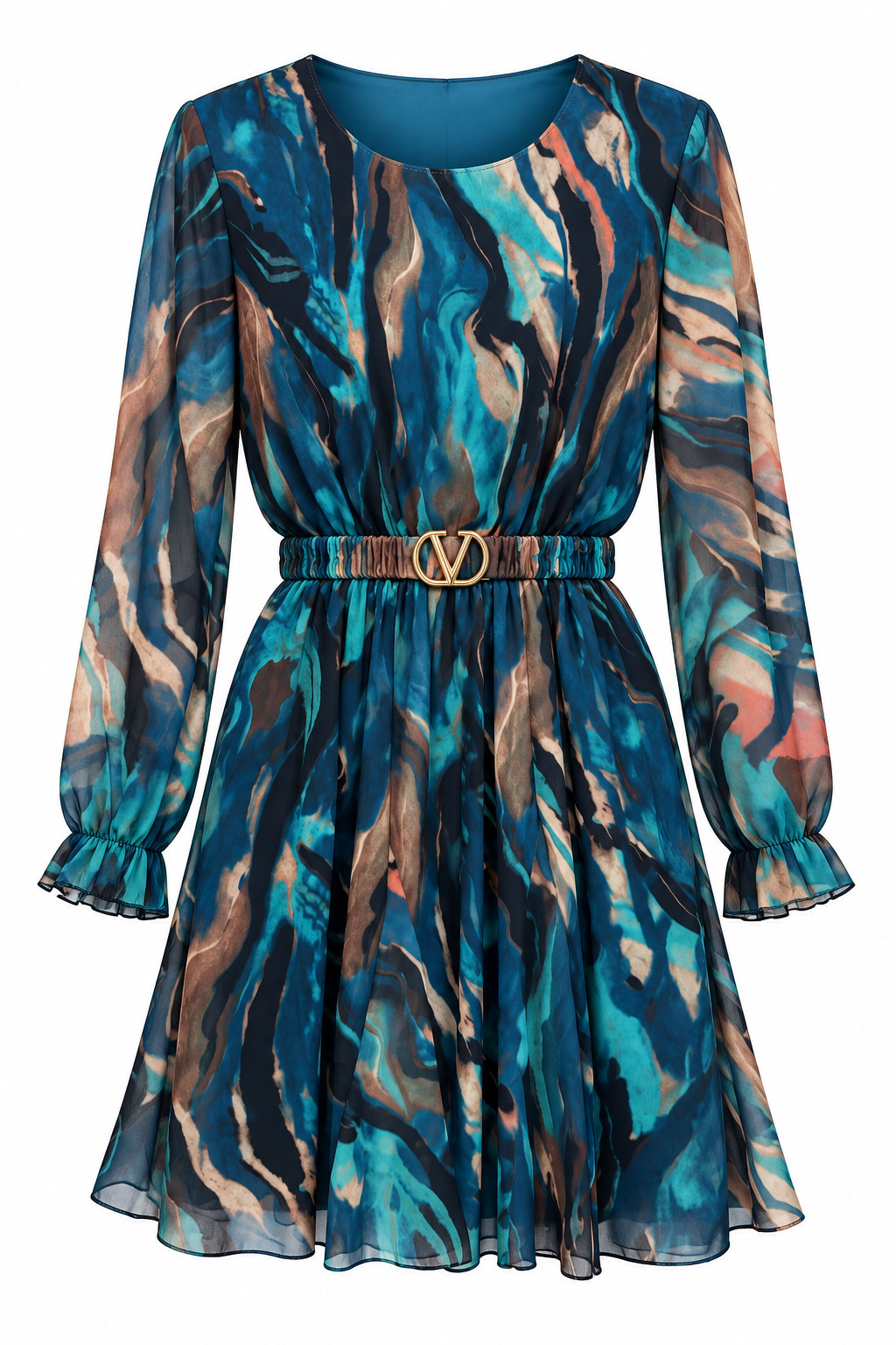 Sophia Teal Print Dress