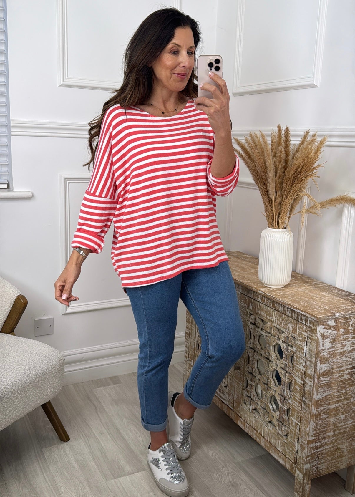 Francine Red Striped Top
