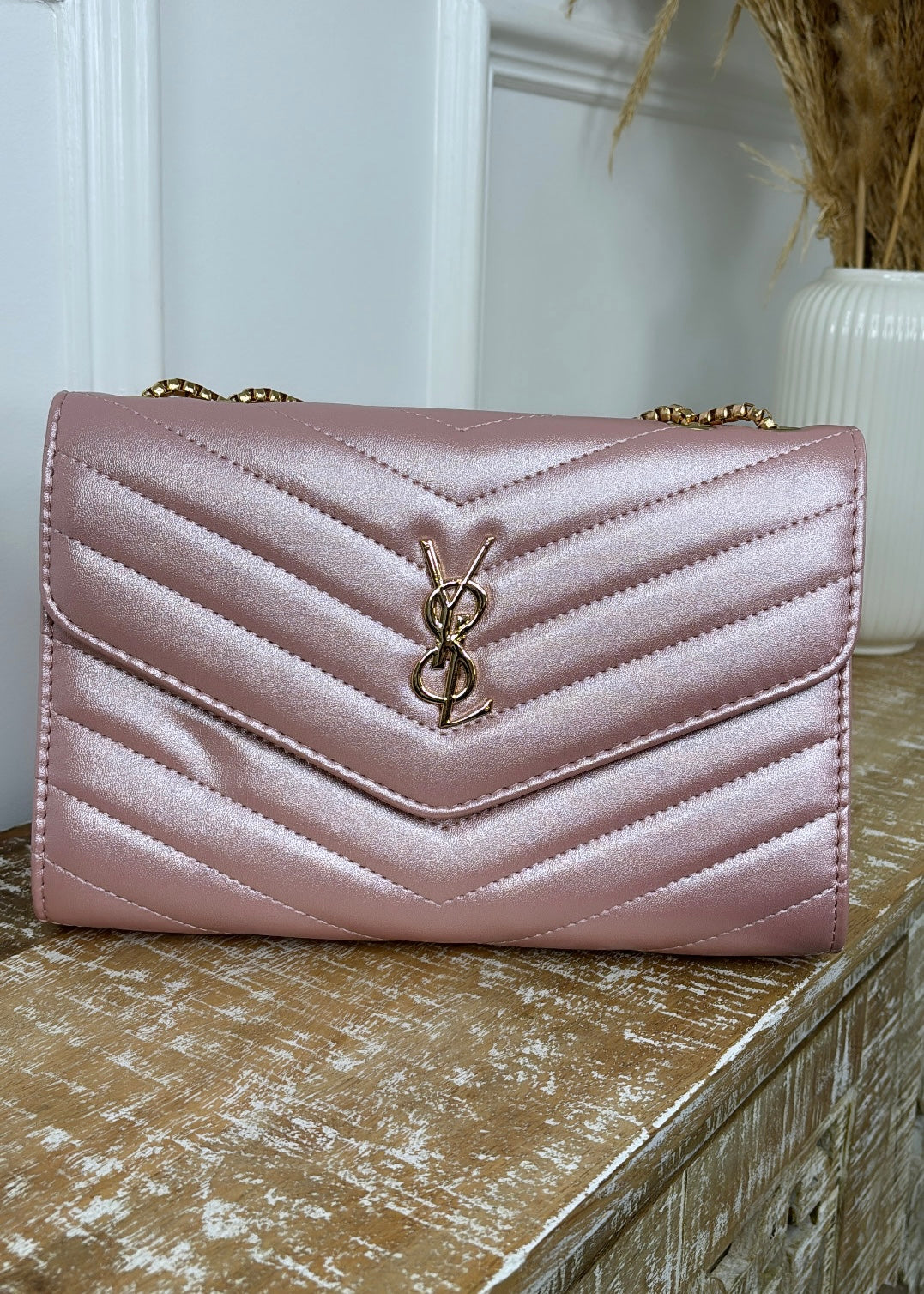Sia Pearl Pink Quilted Bag
