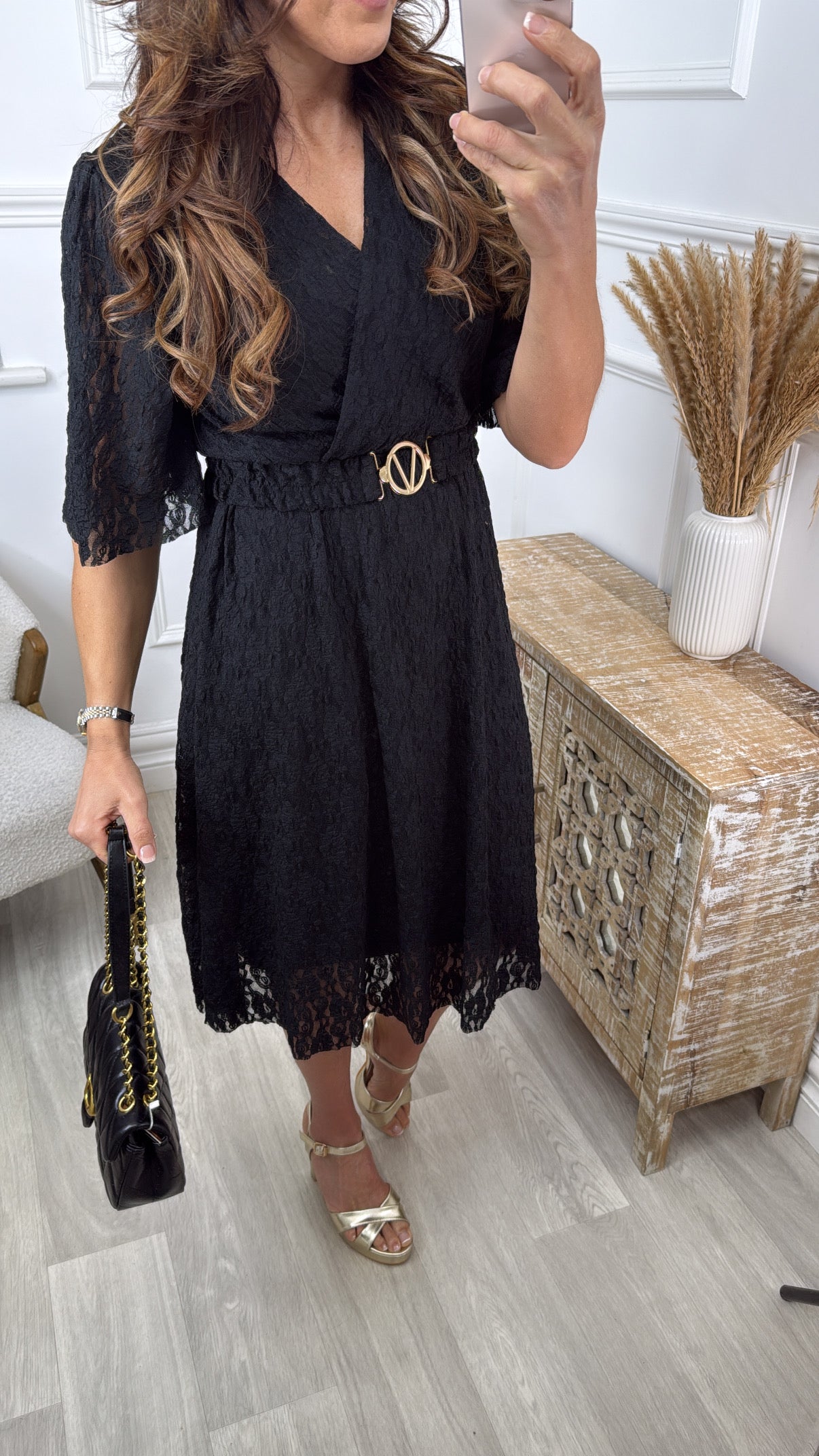 Tamara Black Lace Wrap Dress