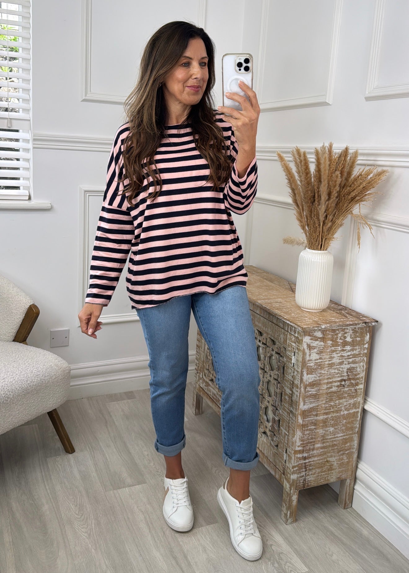 Viola Pink and Navy Striped Top