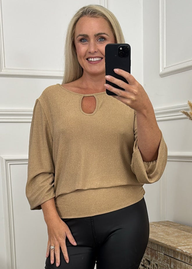 Attracta Gold Neck Cut Out Blouse