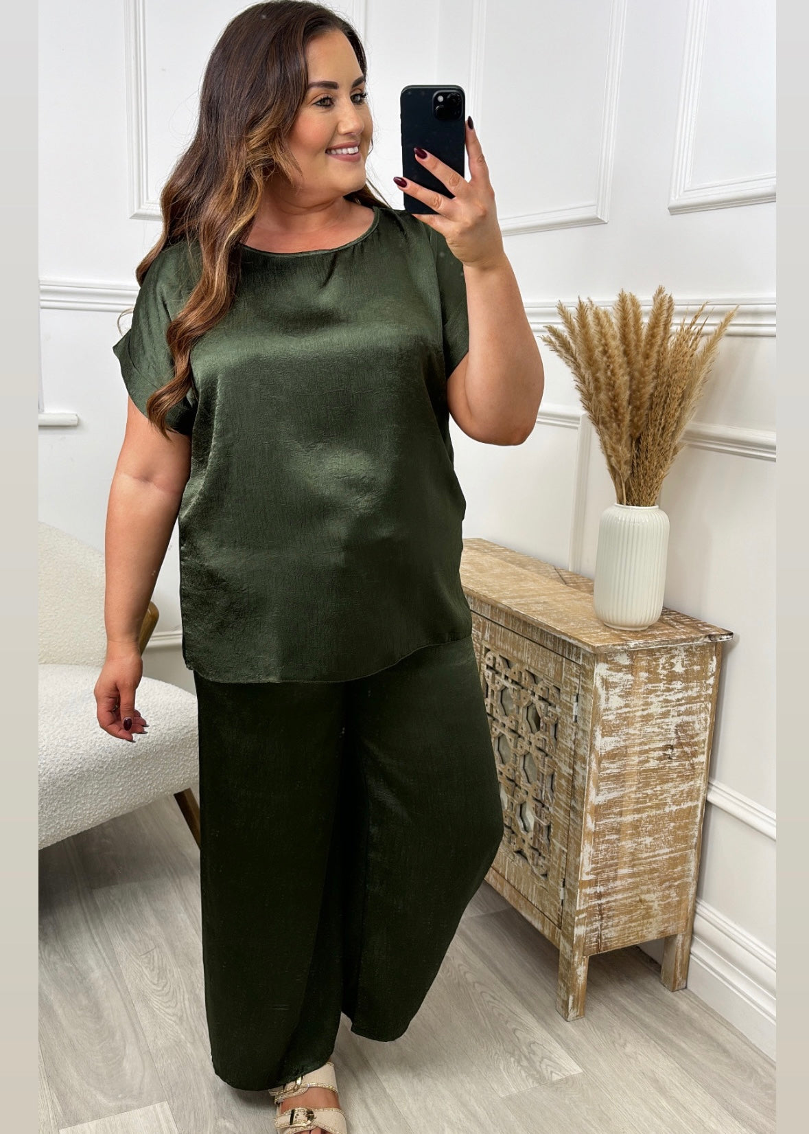 Prudence Khaki Crochet Detail Set