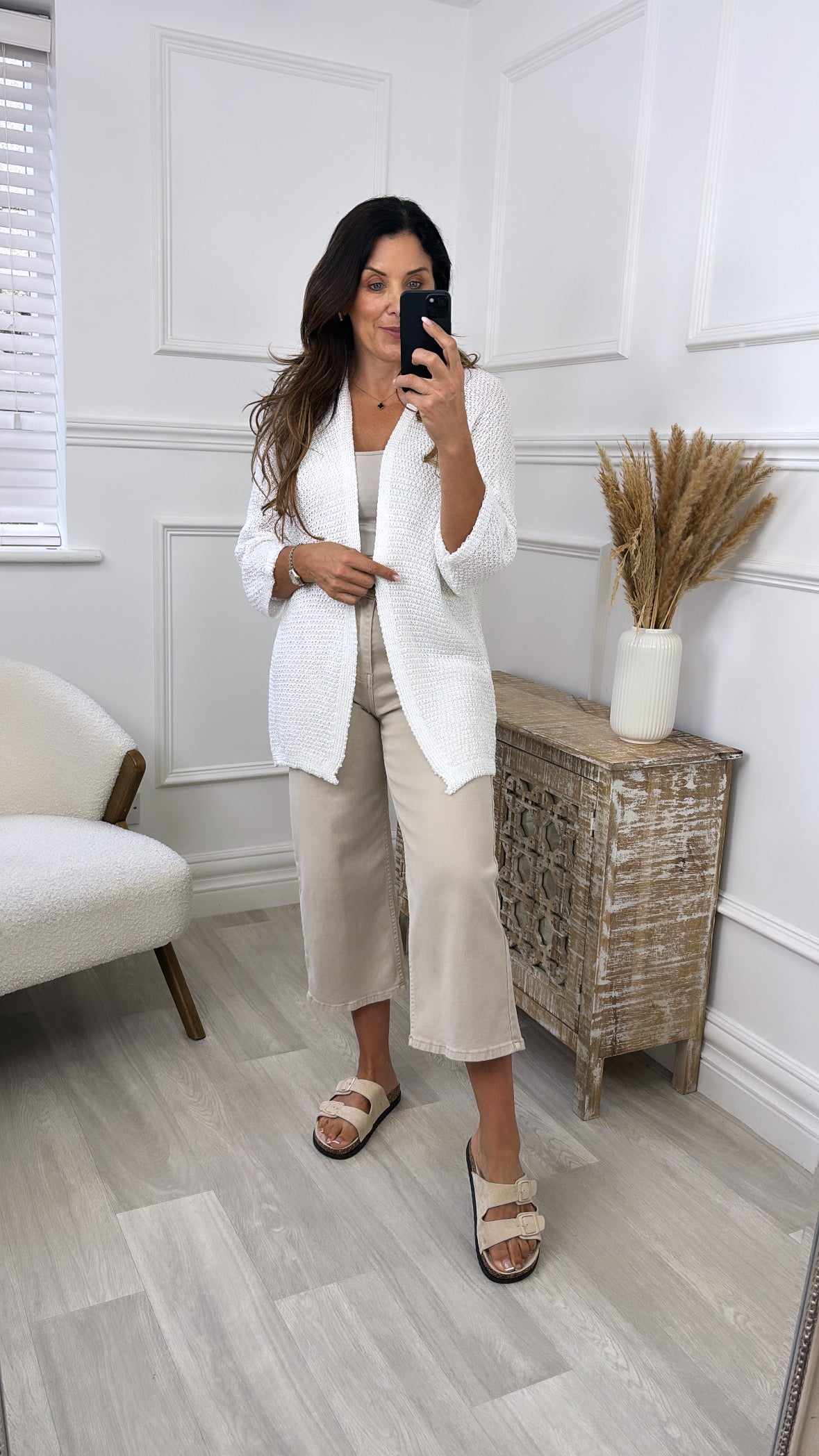 Clara White Knit Cardigan