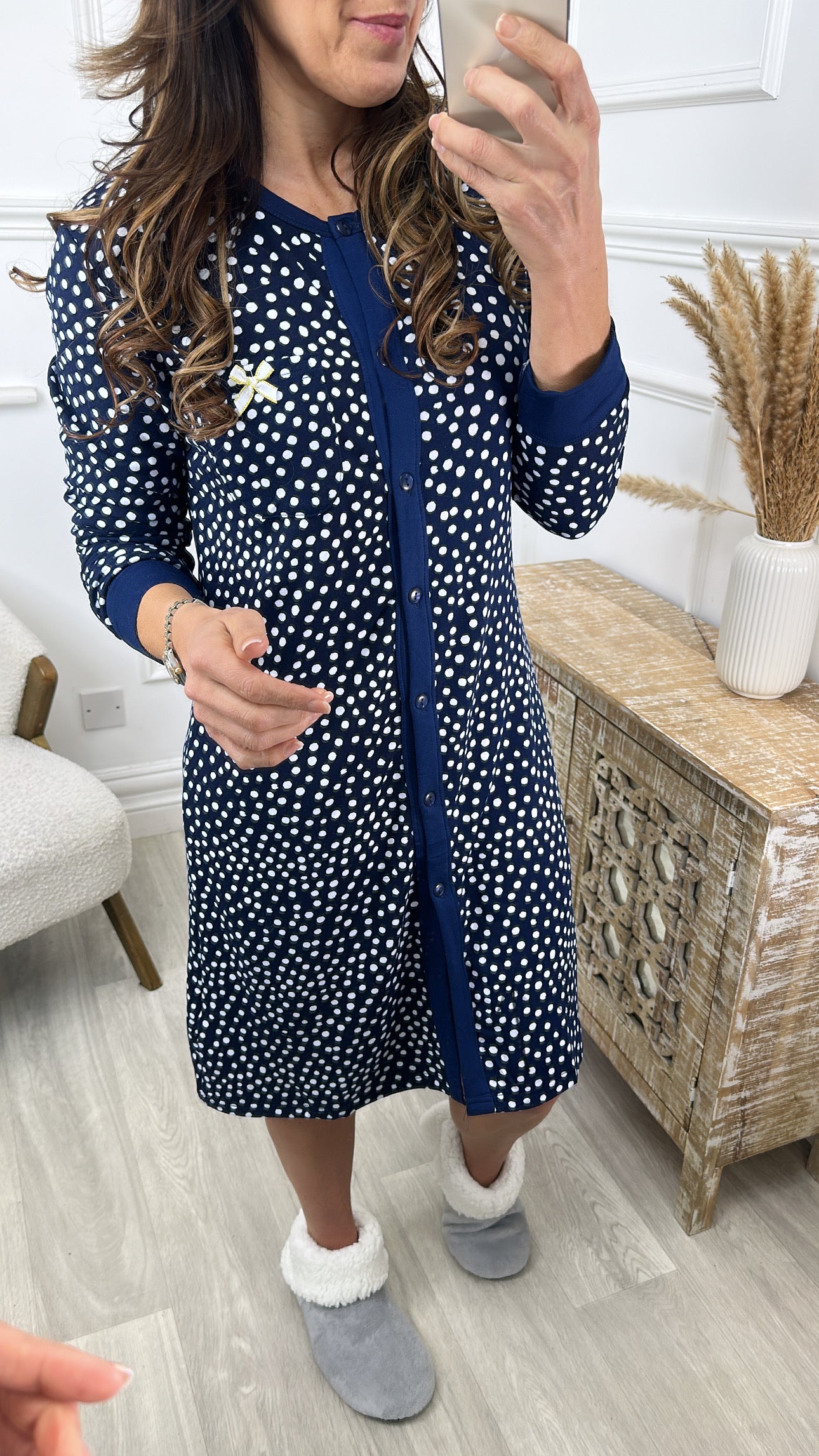 Peggy Navy Polka Dot Nightdress