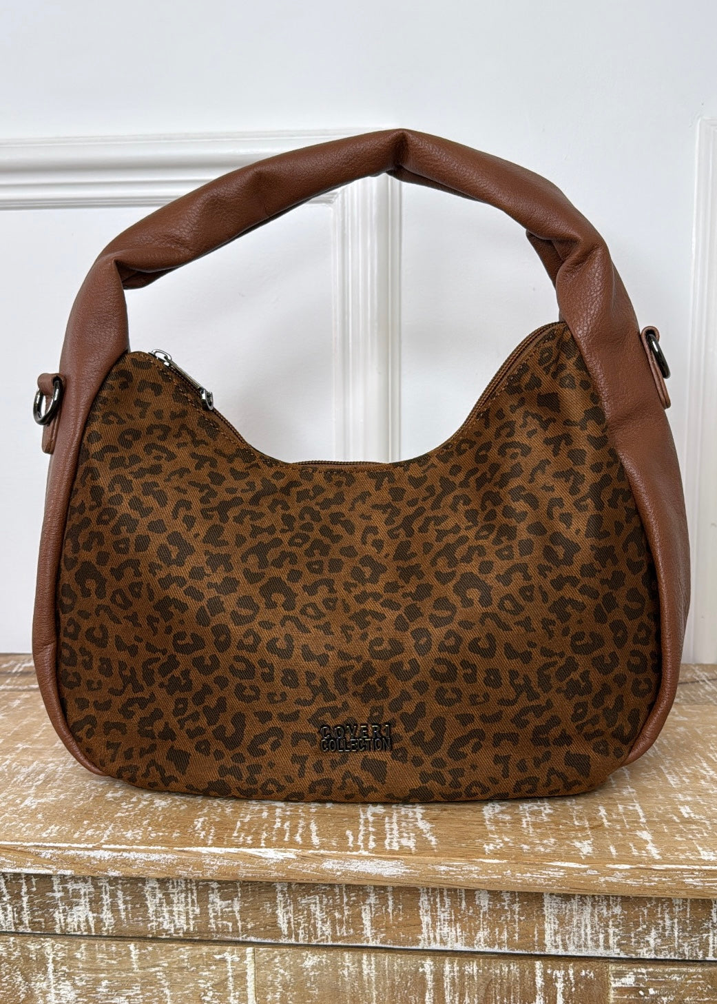 Yoshie Brown Leopard Print Shoulder Bag