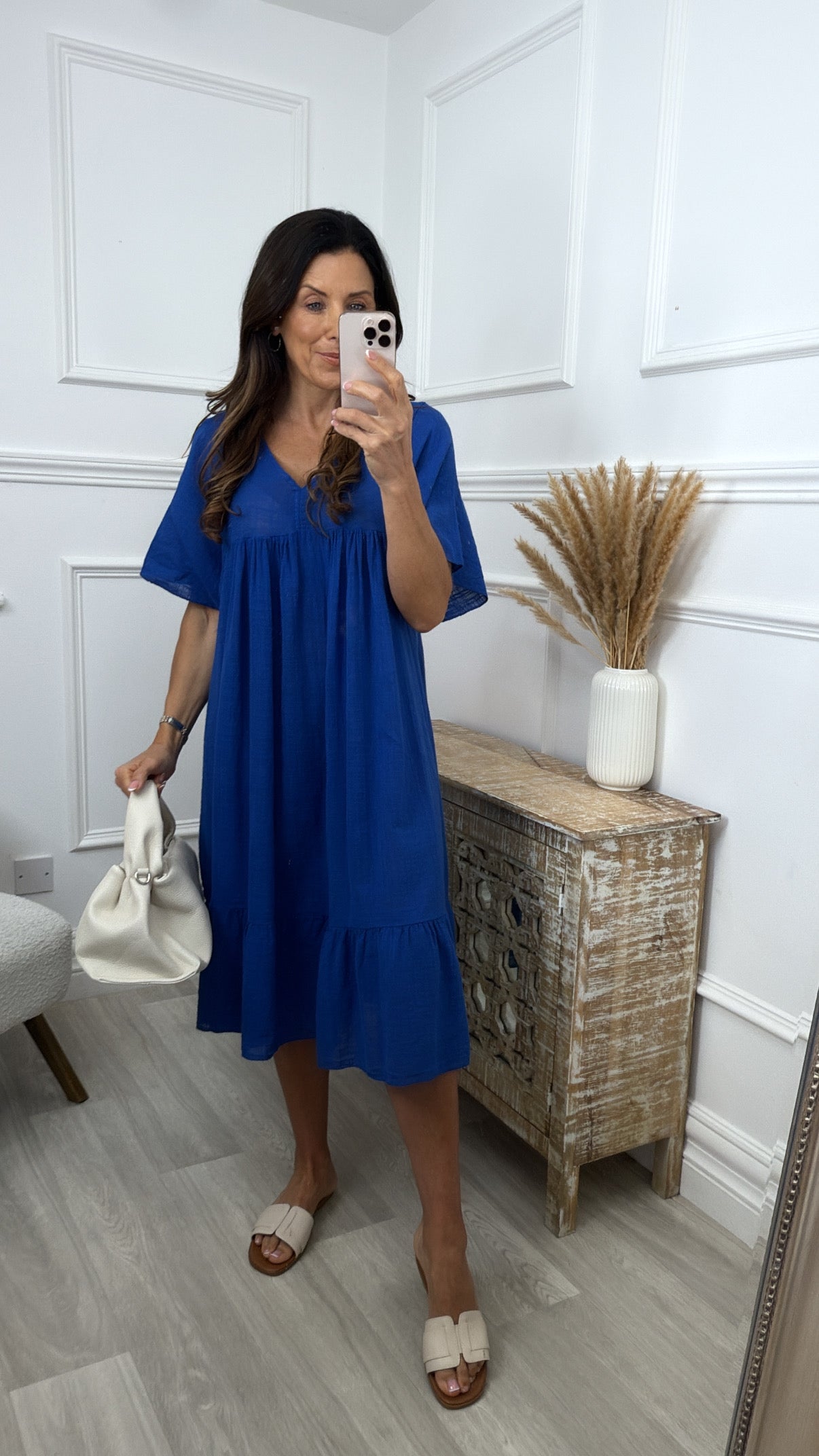 Deana Royal Blue Smock Midi Dress