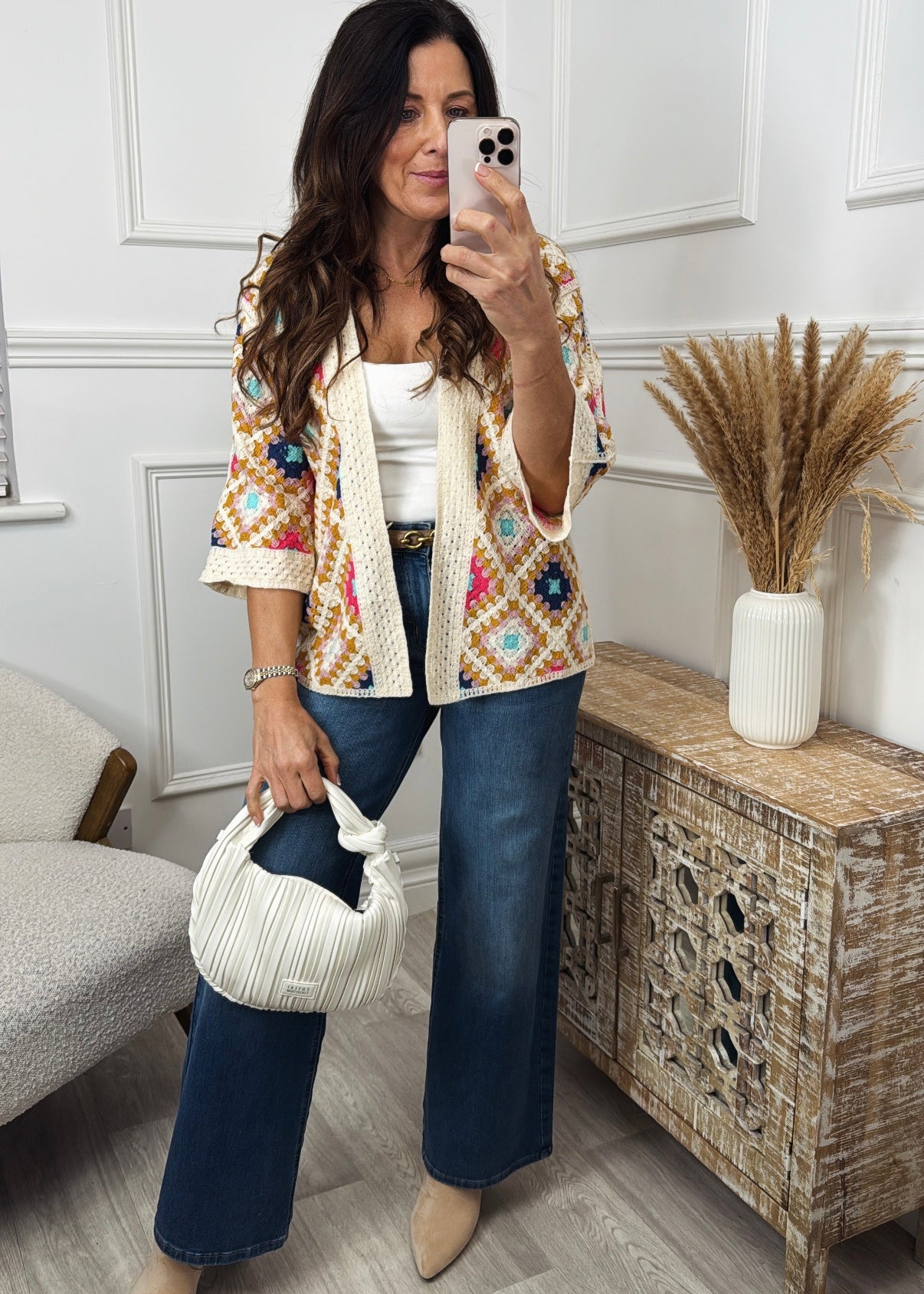 Kym Mustard Crochet Knit Cardigan