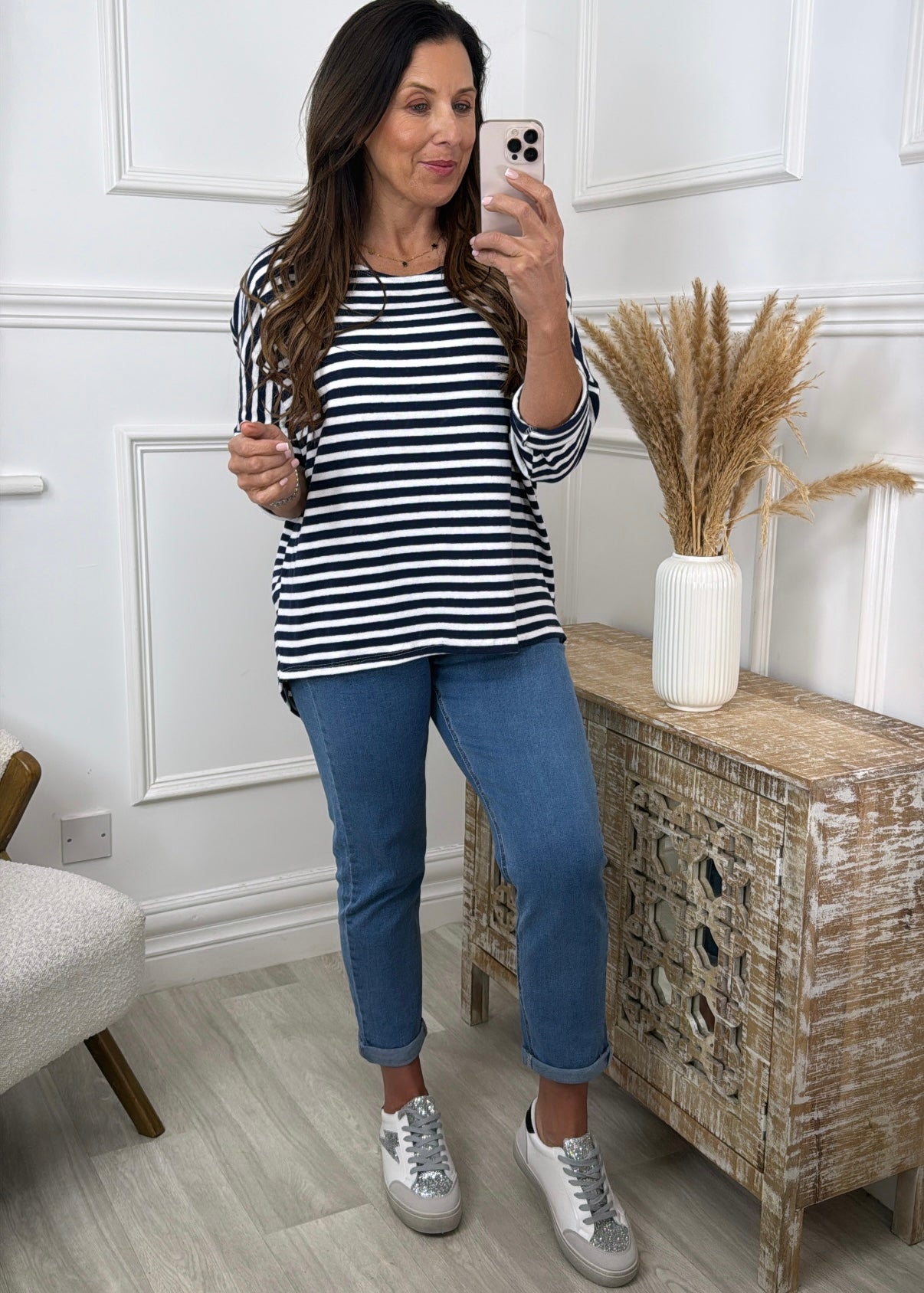 Francine Navy Striped Top