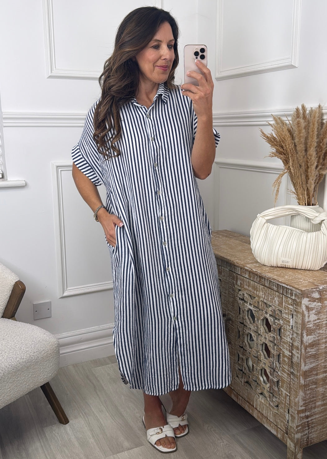 Celia Blue Kaftan Shirt Dress