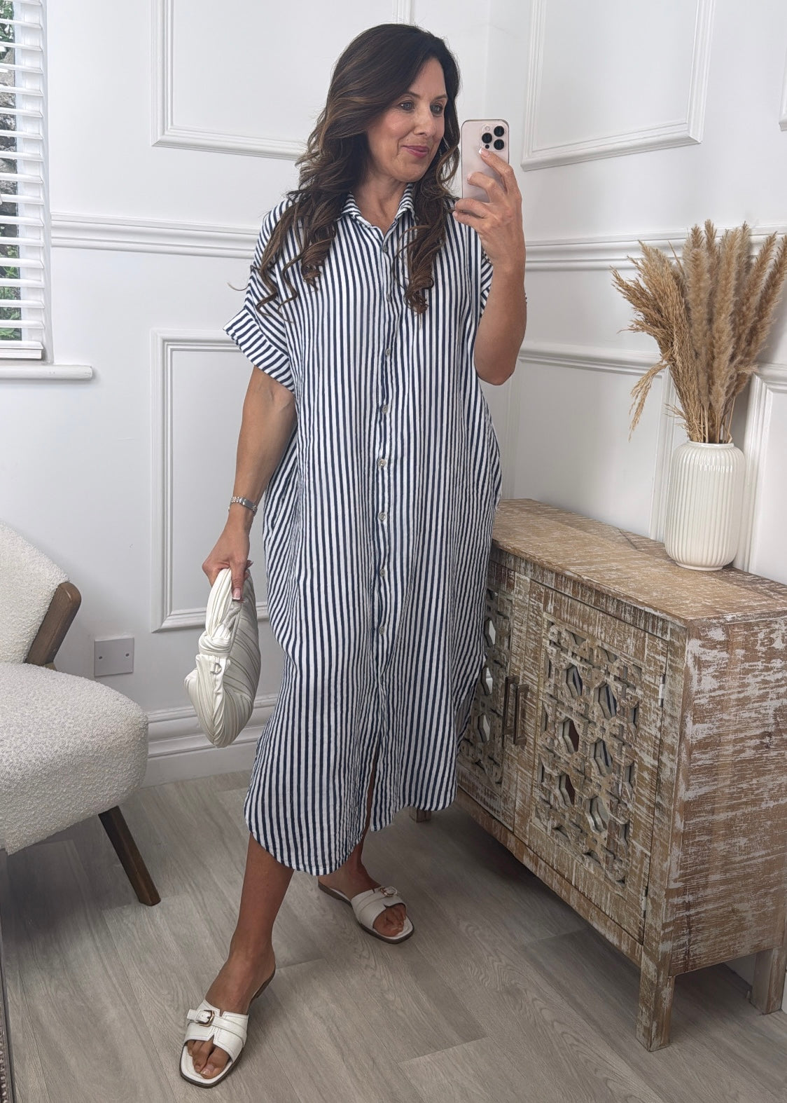 Celia Blue Kaftan Shirt Dress