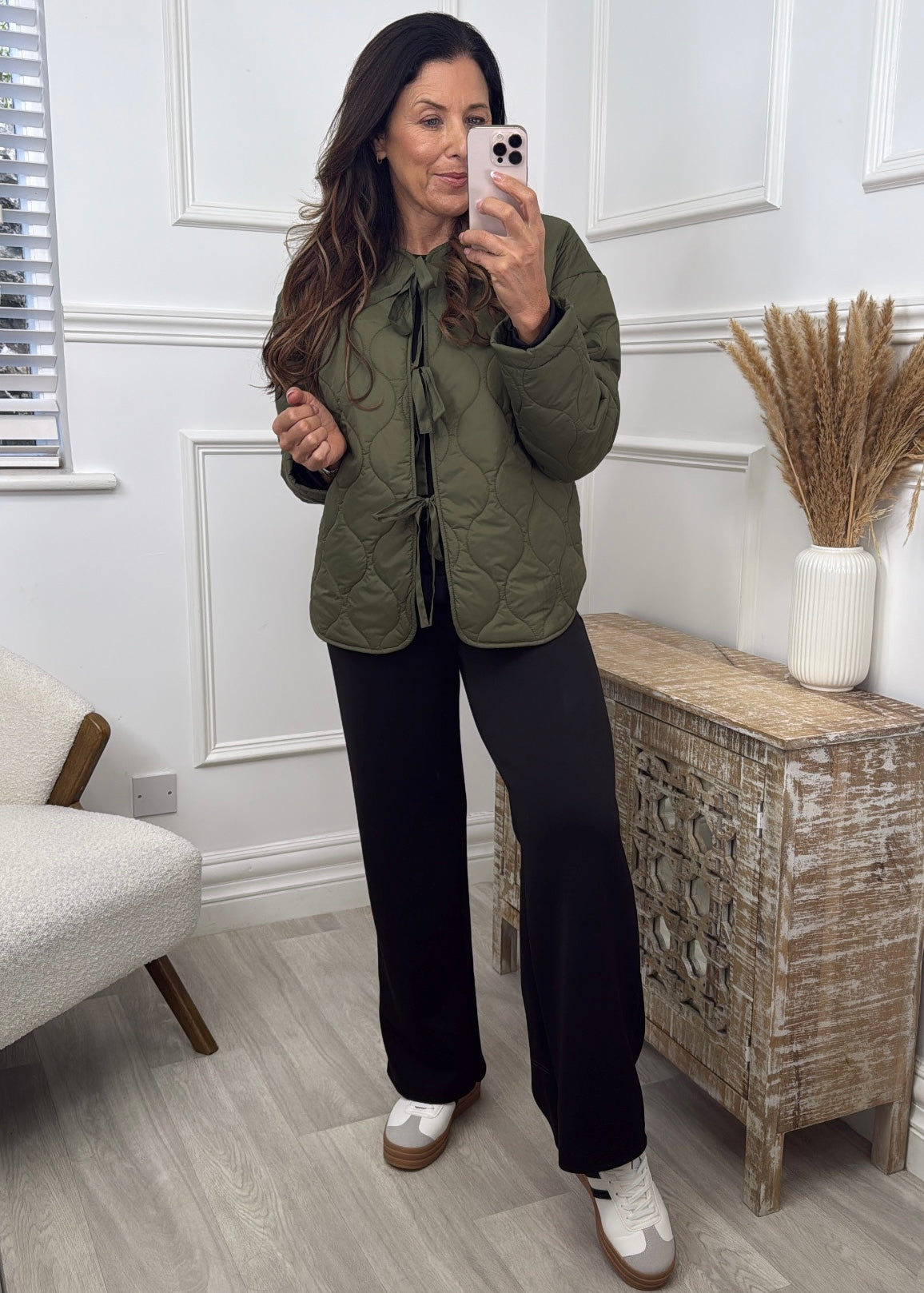 Sabine Green Quilted Tie Jacket