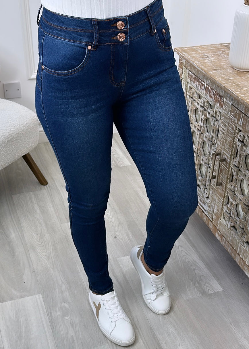 Loretta Dark Blue High Waist Skinny Jeans