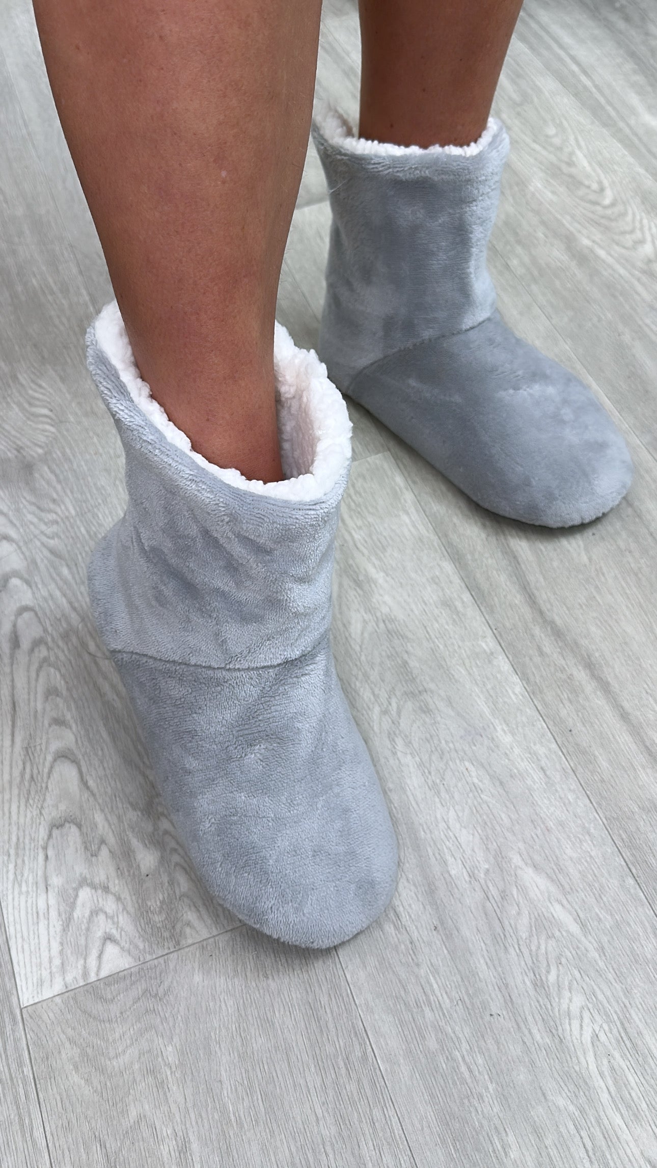 Kari Grey Faux Fur Bootie Slippers