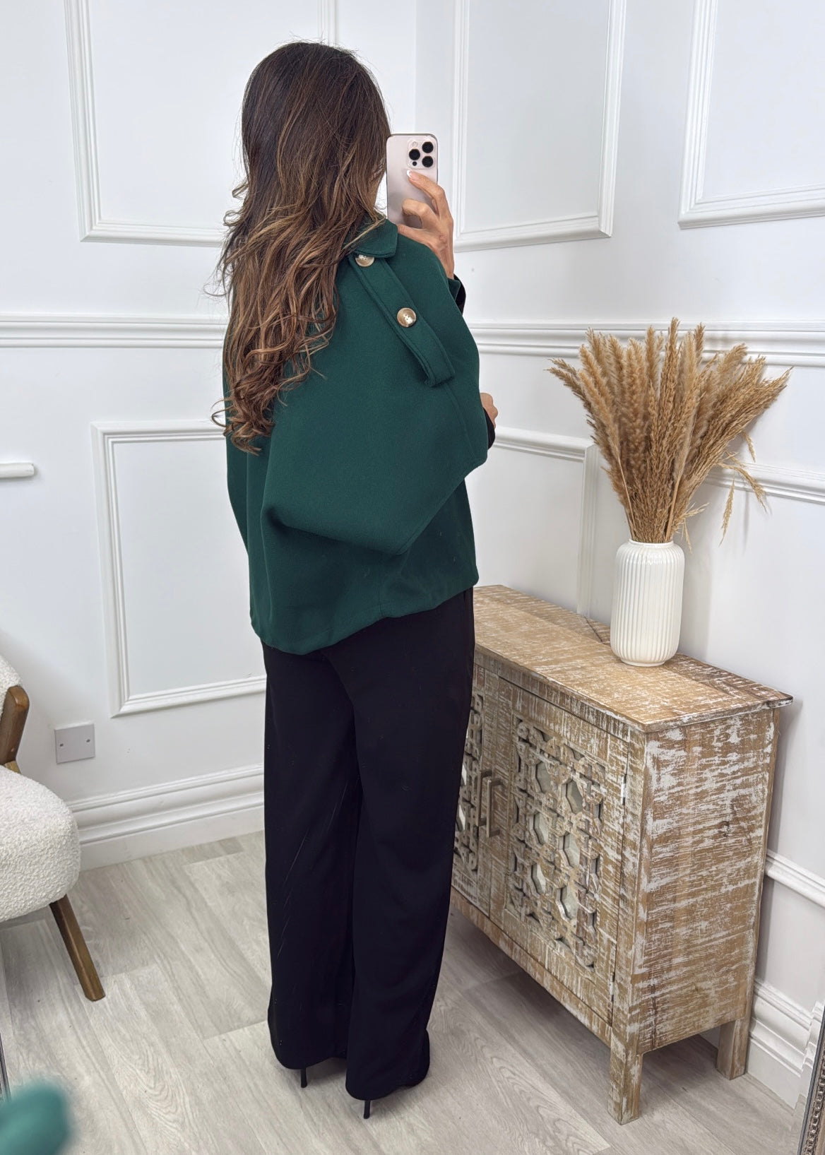 Suzette Green Notch Lapel Cape