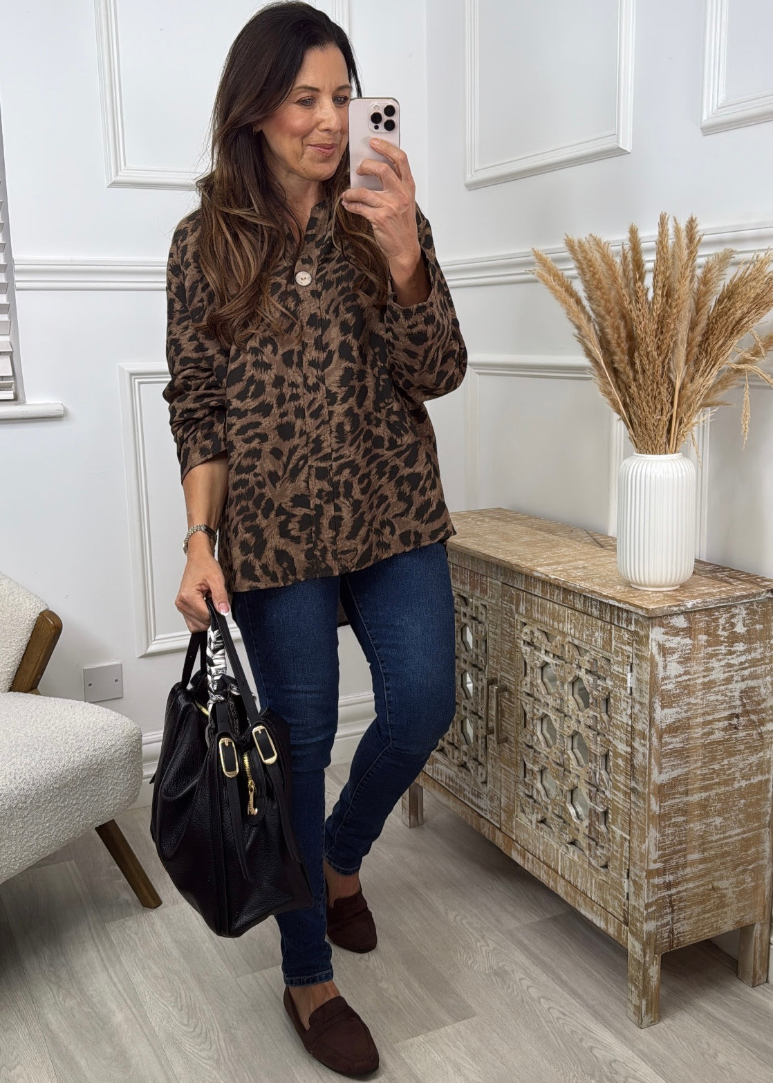 Maredith Brown Leopard Print Top