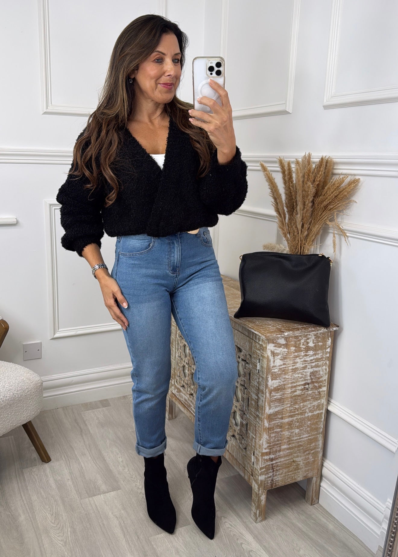 Daryl Black Two Button Cardigan